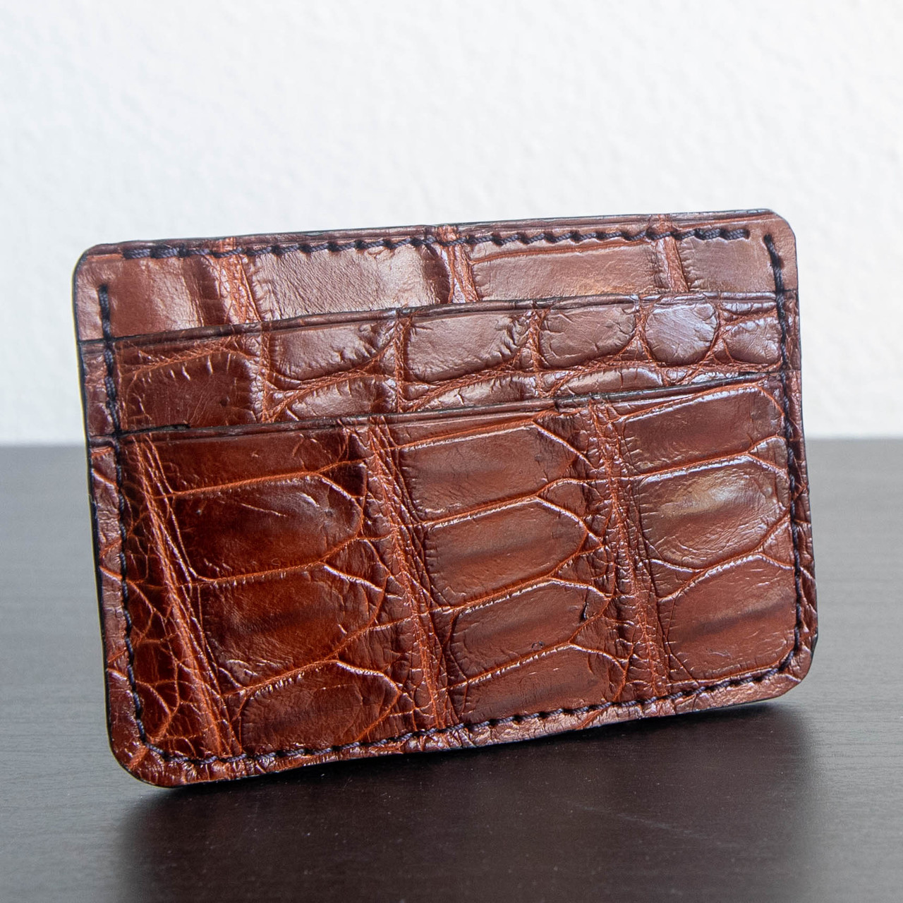 Nile Crocodile Card Holder - Cognac Color - Alligator Jakes