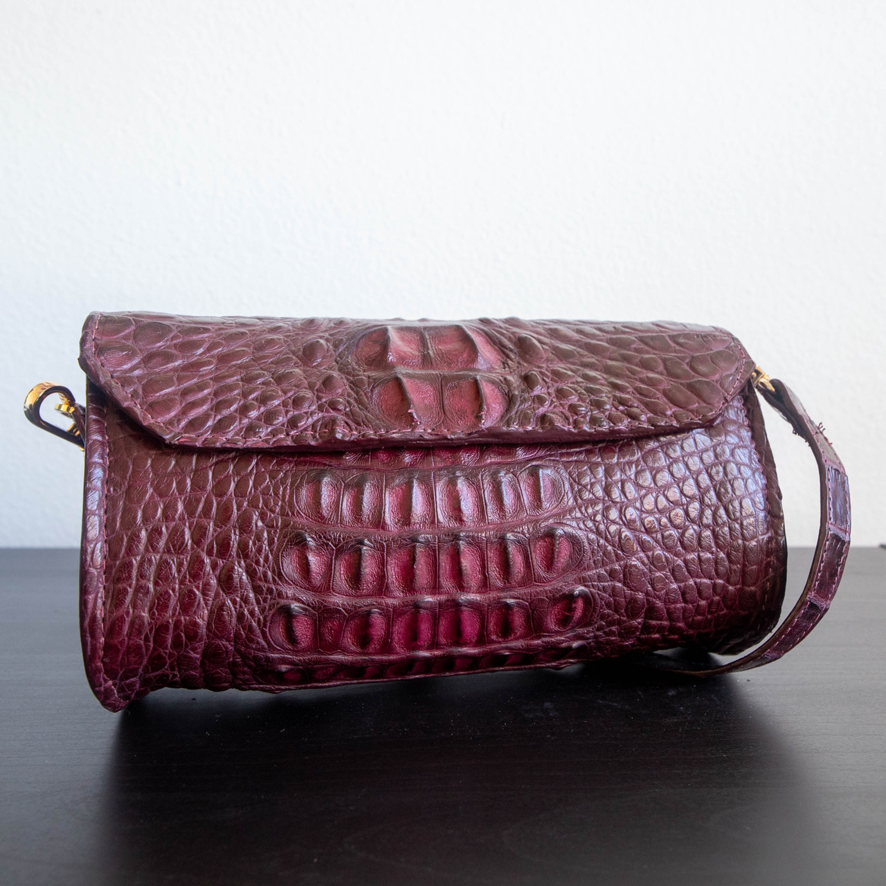 Deep Cognac/Burgundy Genie Crossbody Bag - Alligator Jakes