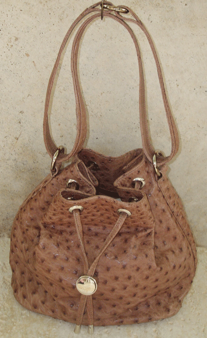 OSTRICH SKIN HANDBAG - MINK