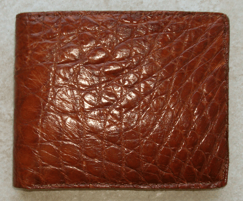 GENUINE ALLIGATOR SKIN WALLET - COGNAC