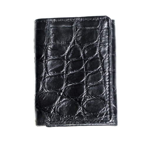 WALLET - ALLIGATOR SKIN - BLACK - TRIFOLD - Large tiles