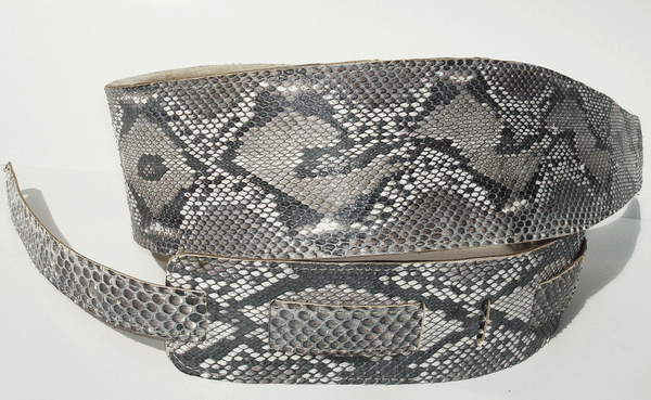 GUITAR STRAP - GENUINE PYTHON - GREY NATURAL - 3"
