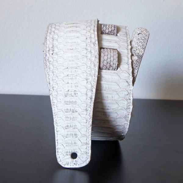 3-Inch White Python Adjustable Guitar Strap