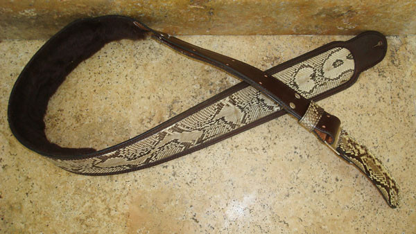 Genuine PYTHON SKIN Custom Guitar Strap - HANDCRAFTED in USA.