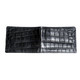 WALLET - ALLIGATOR SKIN - BLACK - BI-FOLD - medium tiles - EEL Lined