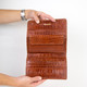 Cognac Alligator Skin Long Clutch Wallet