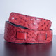 Red Ostrich Leather Guitar Strap – 3″ Wide