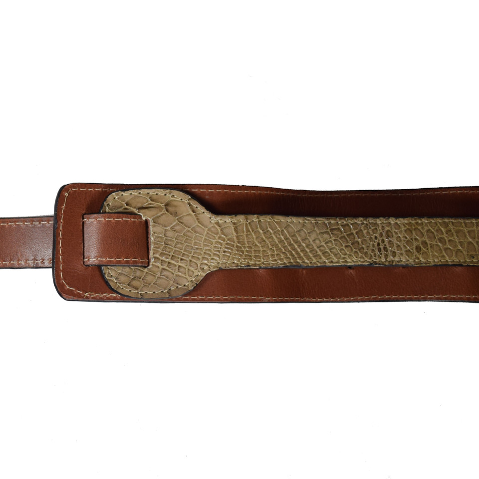CUSTOM GUITAR STRAP ALLIGATOR BELLY MINK NO METAL 3.25"