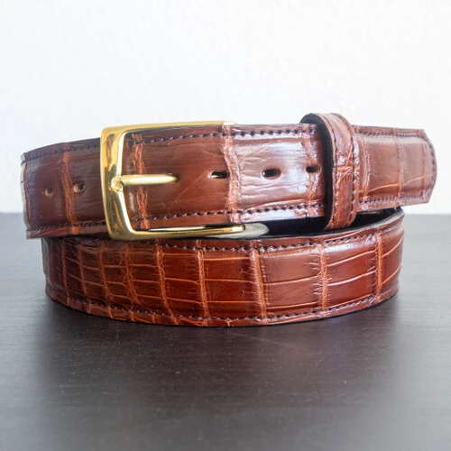 Nile Crocodile Belt - Cognac Color