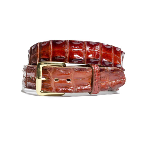 Classic leather belt with hatched effect golden H buckle - Alligator –  ABP Concept