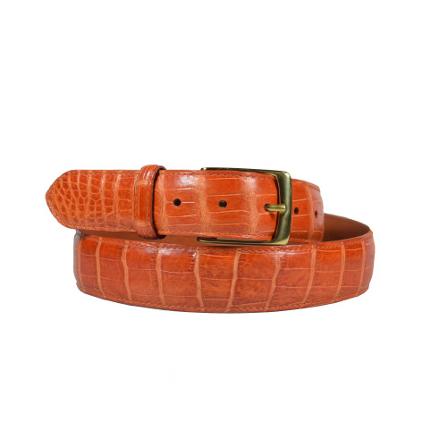 Souleiado Orange Leather Reptile Skin Design Belt with Metal Buckle size S Souleiado Orange Leather Reptile Skin Design Belt with Metal  main image 4