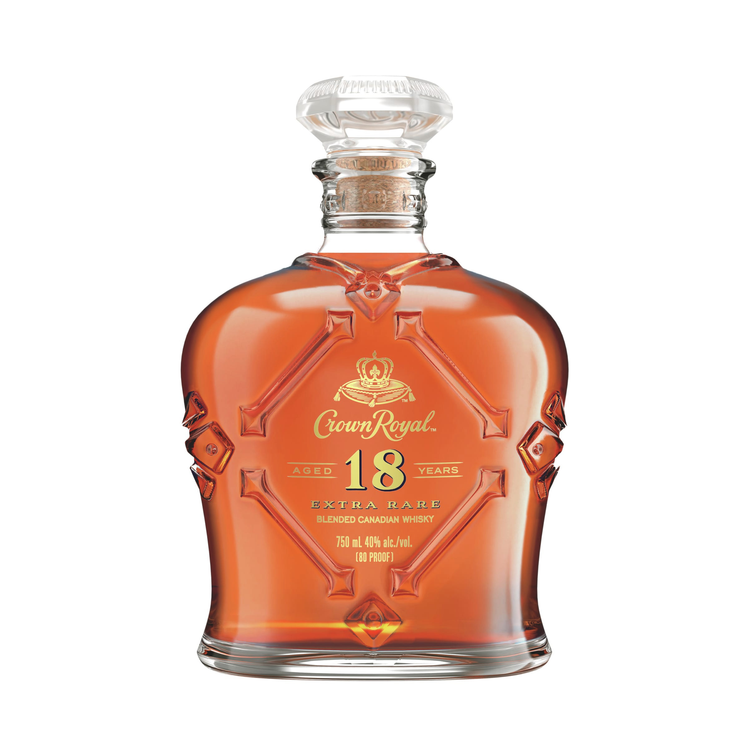 Taste a new pinnacle of luxury: Crown Royal Aged 18 Years Extra Rare Blended Canadian Whisky. Crown Royal Aged 18 Years is a rare blend of three of our most exceptional whiskies, handcrafted by our master blender, patiently aged to perfection for no less than 18 years. The result is layers of intensity that are both surprising and delightful. Enticing notes of vanilla and stone fruit greet you on the nose, followed by the velvety body of light oak tempered by caramel spice. Delicate notes of nougat linger in the full-bodied finish. This elegant, amber whisky is truly the jewel of our rare stock. Simply serve neat with iced water on the side for a perfect serve.  Includes one 80 proof 750 mL bottle of Crown Royal Aged 18 Years Extra Rare Blended Canadian Whisky. Please drink responsibly., One 750 mL bottle of Crown Royal Aged 18 Years Extra Rare Blended Canadian Whisky, Awarded a Gold Medal in 2023 and 2021 at the San Francisco World Spirits Competition, Perfect as a gift or for celebrating anniversaries, birthdays, graduations or any special occasion, A new pinnacle of Crown Royal luxury, Rare blend of three of our most exceptional whiskies, handcrafted by our master blender, Layers of intensity with notes of vanilla, stone fruit and nougat, Patiently aged to perfection for no less than 18 years