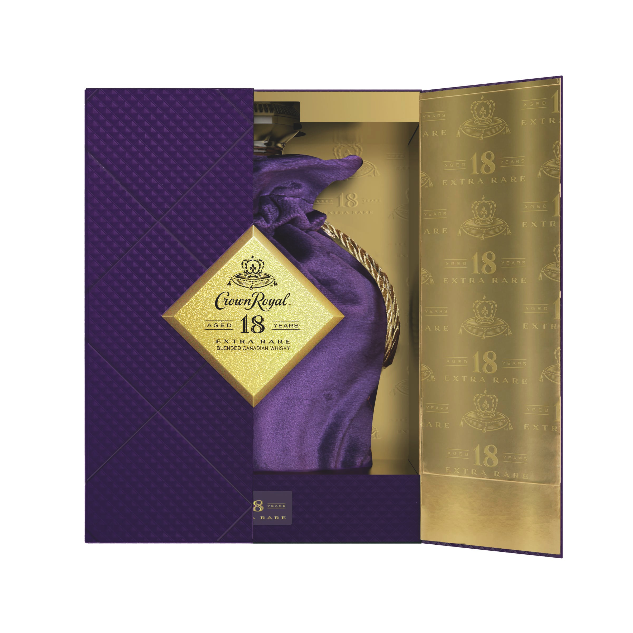 Taste a new pinnacle of luxury: Crown Royal Aged 18 Years Extra Rare Blended Canadian Whisky. Crown Royal Aged 18 Years is a rare blend of three of our most exceptional whiskies, handcrafted by our master blender, patiently aged to perfection for no less than 18 years. The result is layers of intensity that are both surprising and delightful. Enticing notes of vanilla and stone fruit greet you on the nose, followed by the velvety body of light oak tempered by caramel spice. Delicate notes of nougat linger in the full-bodied finish. This elegant, amber whisky is truly the jewel of our rare stock. Simply serve neat with iced water on the side for a perfect serve.  Includes one 80 proof 750 mL bottle of Crown Royal Aged 18 Years Extra Rare Blended Canadian Whisky. Please drink responsibly., One 750 mL bottle of Crown Royal Aged 18 Years Extra Rare Blended Canadian Whisky, Awarded a Gold Medal in 2023 and 2021 at the San Francisco World Spirits Competition, Perfect as a gift or for celebrating anniversaries, birthdays, graduations or any special occasion, A new pinnacle of Crown Royal luxury, Rare blend of three of our most exceptional whiskies, handcrafted by our master blender, Layers of intensity with notes of vanilla, stone fruit and nougat, Patiently aged to perfection for no less than 18 years