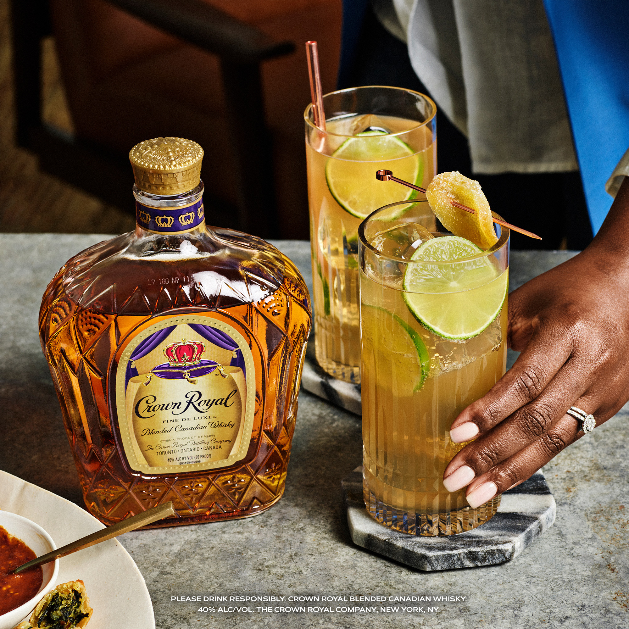 Unwind in luxury with a glass of Crown Royal Fine De Luxe Blended Canadian Whisky. With a silky texture and hints of oak and sweet vanilla, our 80 proof whisky provides a refined flavor that enhances any cocktail party or celebration. Matured to perfection, our deluxe whisky is the standard of excellence for Canadian whisky. Perfect for a classic old fashioned. Includes one 80 proof 750 mL bottle of Fine De Luxe Blended Canadian Whisky. Please drink responsibly., One 750 mL bottle of Crown Royal Fine De Luxe Blended Canadian Whisky, Perfect as a gift or for any celebration, Meticulously blended with 50 distinct and rich whiskies, Silky texture and hints of oak and sweet vanilla for a refined flavor, Robust, full-bodied blended Canadian whisky, Matured to perfection