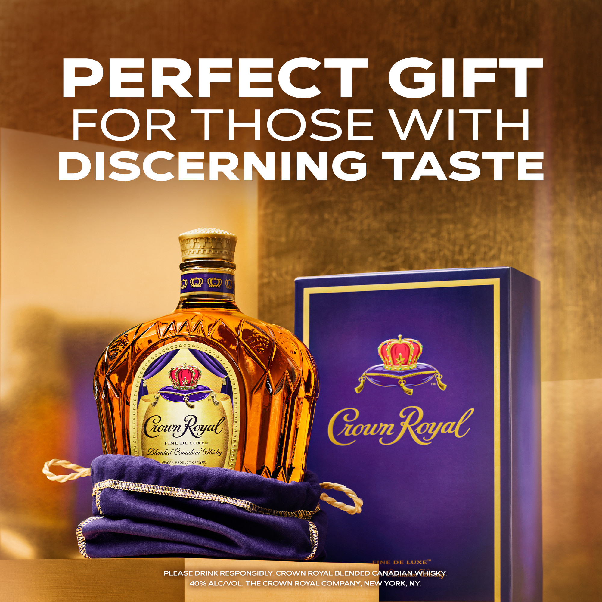 Unwind in luxury with a glass of Crown Royal Fine De Luxe Blended Canadian Whisky. With a silky texture and hints of oak and sweet vanilla, our 80 proof whisky provides a refined flavor that enhances any cocktail party or celebration. Matured to perfection, our deluxe whisky is the standard of excellence for Canadian whisky. Perfect for a classic old fashioned. Includes one 80 proof 750 mL bottle of Fine De Luxe Blended Canadian Whisky. Please drink responsibly., One 750 mL bottle of Crown Royal Fine De Luxe Blended Canadian Whisky, Perfect as a gift or for any celebration, Meticulously blended with 50 distinct and rich whiskies, Silky texture and hints of oak and sweet vanilla for a refined flavor, Robust, full-bodied blended Canadian whisky, Matured to perfection
