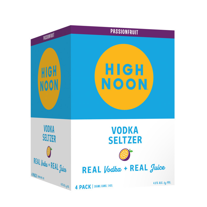High Noon Passionfruit Hard Seltzer is made with real vodka and real fruit juice, sparkling water and natural flavors. Only 100 calories, no added sugar and gluten free. Vibrant with a hint of sweet, this is a bonafide, summertime vibe when you want a quick, tropical getaway.