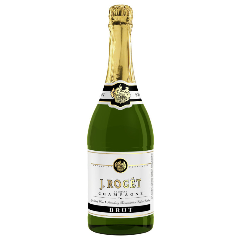J. Roget American Champagne Brut White Sparkling Wine is a medium-dry champagne that offers balanced aromas with a bouquet of toasty yeast notes and floral nuances. Each bottle of wine contains five glasses of sparkling white wine with crisp fruit flavors. The base wine is fermented in 100% stainless steel tanks, then secondary fermentation occurs in Charmat tanks. This process preserves the fruit character, delivering a fresher, more flavorful wine. Enjoy this bubbles wine as an aperitif, or blend it into full-flavored cocktails. For optimal enjoyment, chill this 750 mL bottle for three to three and a half hours before serving. Please enjoy our wines responsibly.  2025 J. Roget Champagne Cellars, Canandaigua, NY