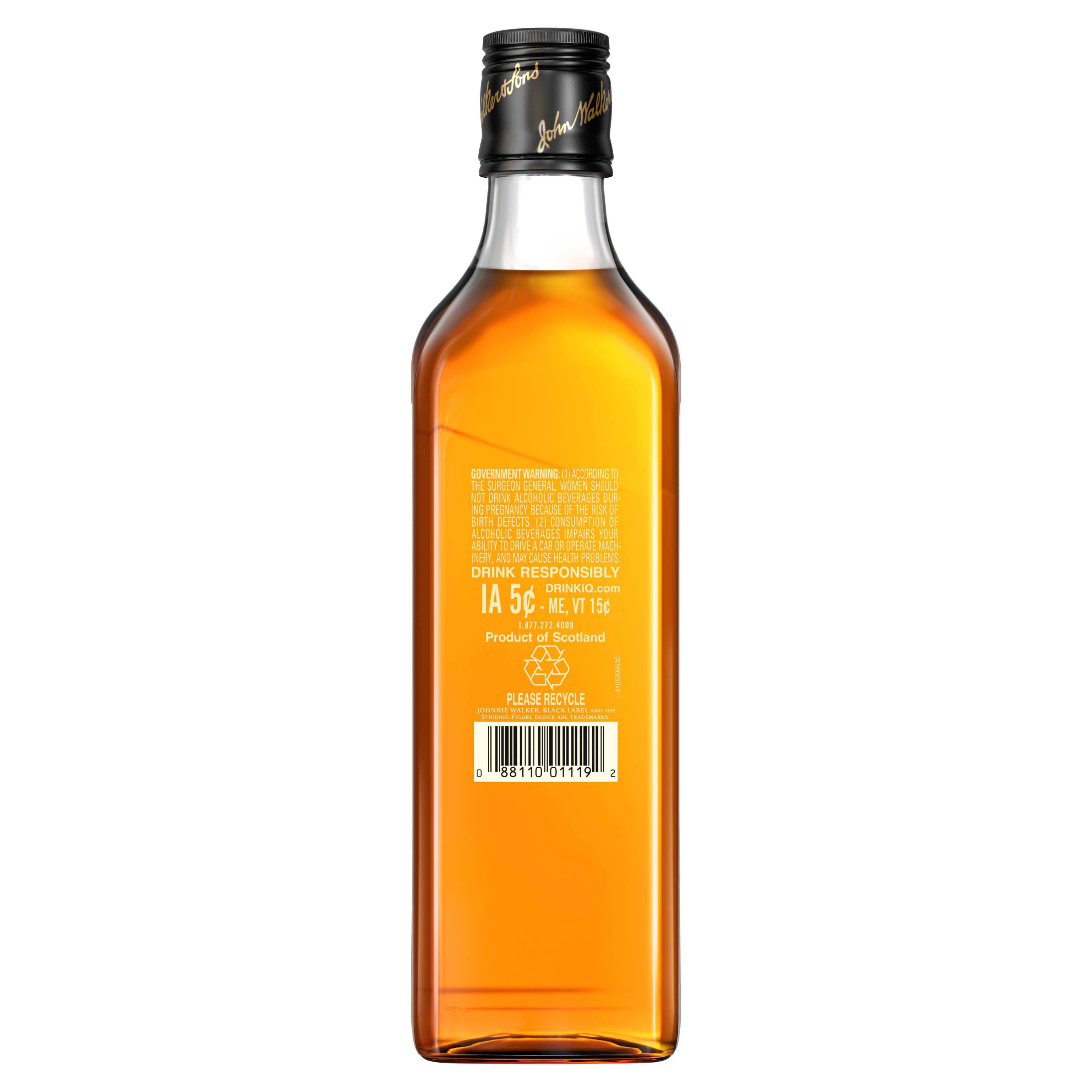 Indulge in the unmistakably big-tasting and vibrant Johnnie Walker Black Label Blended Scotch Whisky, full of flavor with the volume turned up. Each sip bursts with layers of smooth and delicious big flavors all proudly on show - creamy toffee, rich, sweet fruit and spicy vanilla, all perfectly wrapped in sweet smoke. Expertly crafted by the world's most experienced whisky makers, this blend brings together 29+ whiskies matured for at least 12 years to create the symphony of smooth and delicious flavors of Johnnie Walker Black Label. Johnnie Walker Black Label is an incredibly smooth balance of big flavors, where no matter how loud one note is, it never drowns another one out, making it a premium choice for any occasion. Includes one 80 proof 375 mL bottle of Black Label Blended Scotch Whisky. Please drink responsibly., One 375 mL bottle of Johnnie Walker Black Label Blended Scotch Whisky, Indulge in the unmistakable taste of Johnnie Walker Black Label, a vibrant Blended Scotch Whisky that won Gold at the San Francisco World Spirits Competition in 2024, 80 proof, This award-winning Scotch Whisky is an impressive gift that captures the essence of smooth and smoky whiskies. The perfect gift for any tasting occasion, Only the finest Scotch Whiskies, aged for no less than 12 years, are carefully blended to achieve the perfect intensity and depth of flavor, With a perfectly balanced and distinctive flavor profile, Black Label is an excellent choice whether you prefer sipping it neat, mixing it in classic cocktails such as Whisky Sour, or creating refreshing-tasting highballs, One of the worldâ€™s best-selling deluxe Scotch whiskies, Layers of smooth and delicious big flavor await in every sip of Johnnie Walker Black Label, featuring creamy toffee, rich sweet fruits, and a touch of spicy vanilla, all wrapped in a sweet smoky finish