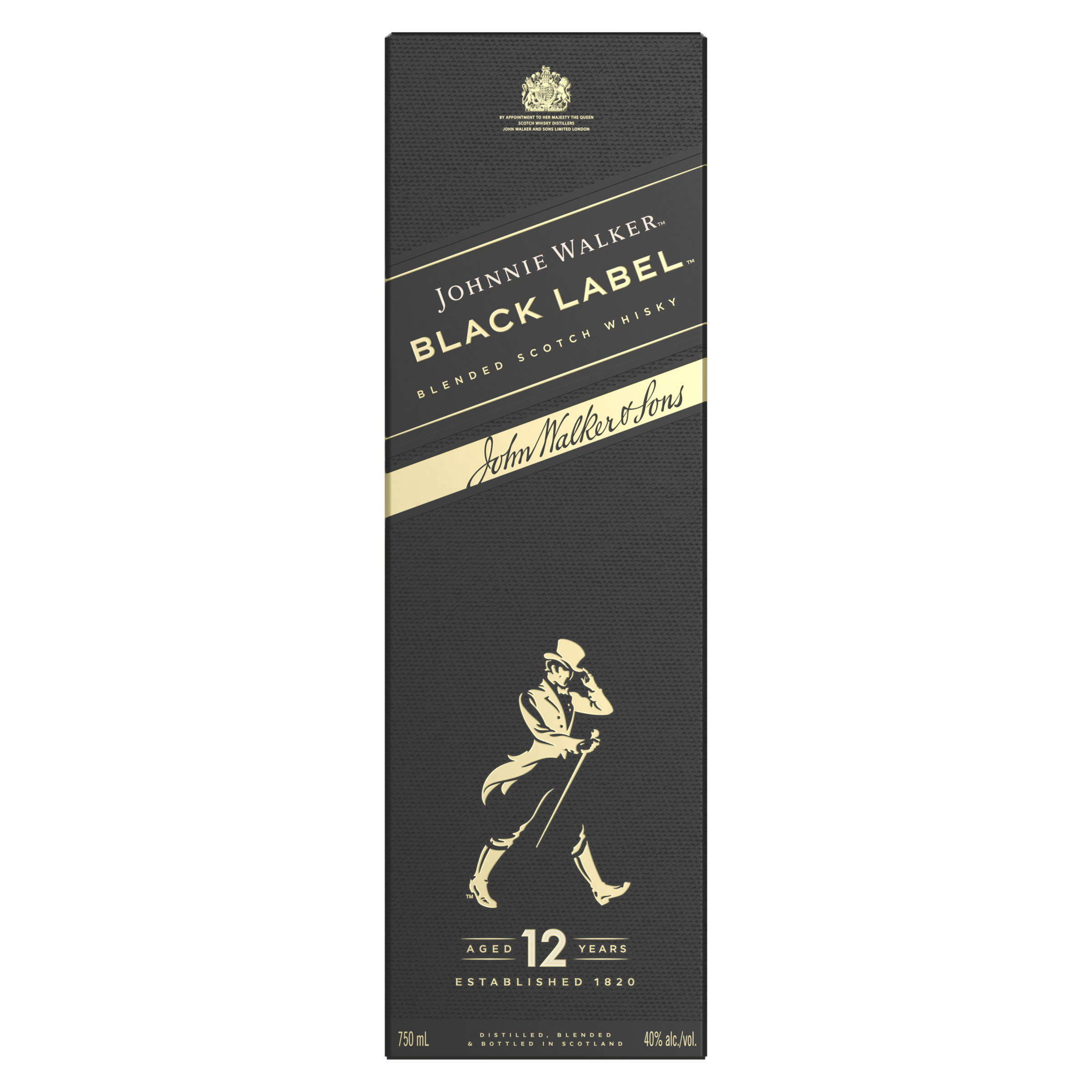 Indulge in the unmistakably big-tasting and vibrant Johnnie Walker Black Label Blended Scotch Whisky, full of flavor with the volume turned up. Each sip bursts with layers of smooth and delicious big flavors all proudly on show - creamy toffee, rich, sweet fruit and spicy vanilla, all perfectly wrapped in sweet smoke. Expertly crafted by the world's most experienced whisky makers, this blend brings together 29+ whiskies matured for at least 12 years to create the symphony of smooth and delicious flavors of Johnnie Walker Black Label. Johnnie Walker Black Label is an incredibly smooth balance of big flavors, where no matter how loud one note is, it never drowns another one out, making it a premium choice for any occasion. Includes one 80 proof 750 mL bottle of Black Label Blended Scotch Whisky. Please drink responsibly., One 750 mL bottle of Johnnie Walker Black Label Blended Scotch Whisky, Indulge in the unmistakable taste of Johnnie Walker Black Label, a vibrant Blended Scotch Whisky that won Gold at the San Francisco World Spirits Competition in 2024, 80 proof, This award-winning Scotch Whisky is an impressive gift that captures the essence of smooth and smoky whiskies. The perfect gift for any tasting occasion, Only the finest Scotch Whiskies, aged for no less than 12 years, are carefully blended to achieve the perfect intensity and depth of flavor, With a perfectly balanced and distinctive flavor profile, Black Label is an excellent choice whether you prefer sipping it neat, mixing it in classic cocktails such as Whisky Sour, or creating refreshing-tasting highballs, Matured for 12 years for a deeper character, Layers of smooth and delicious big flavor await in every sip of Johnnie Walker Black Label, featuring creamy toffee, rich sweet fruits, and a touch of spicy vanilla, all wrapped in a sweet smoky finish