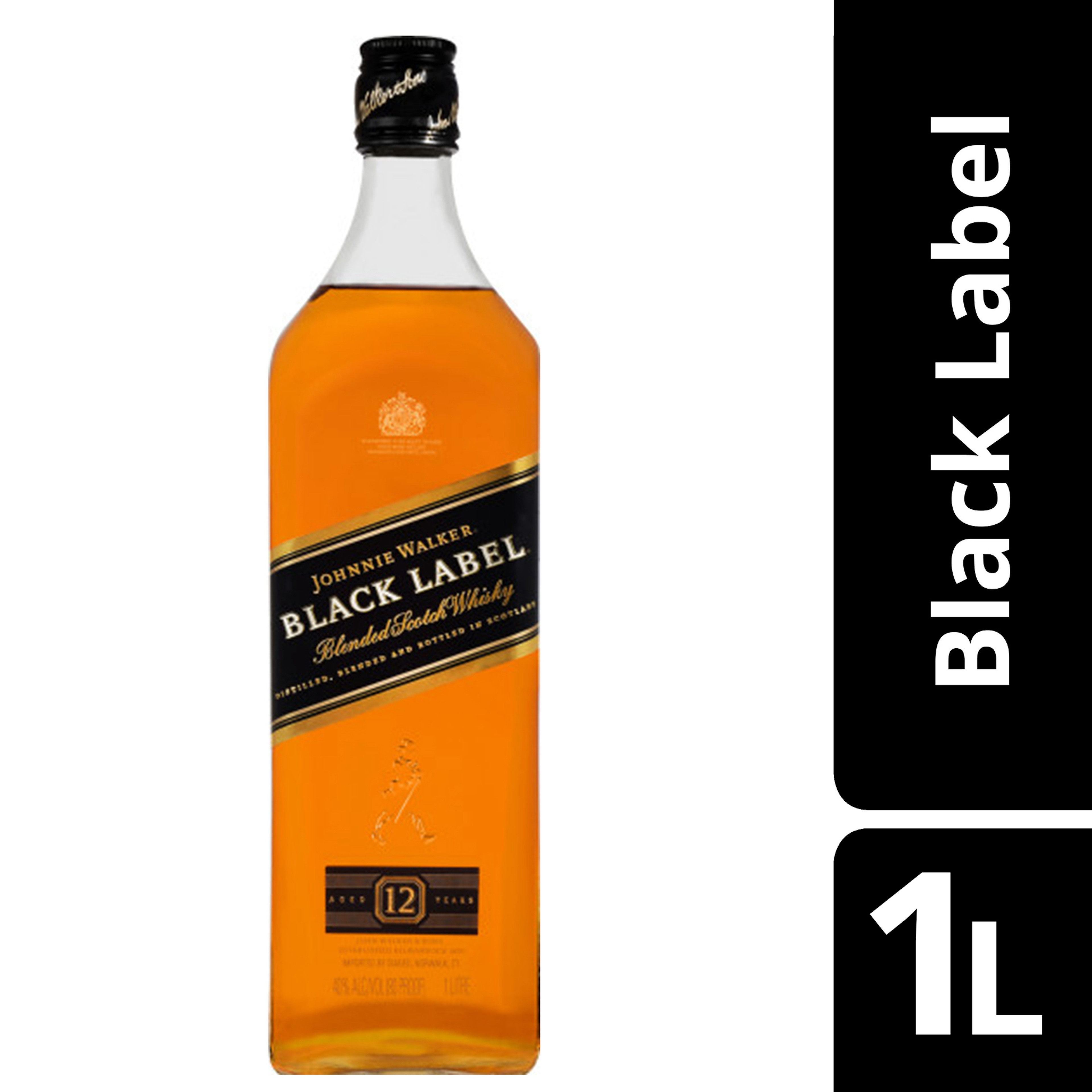 Indulge in the unmistakably big-tasting and vibrant Johnnie Walker Black Label Blended Scotch Whisky, full of flavor with the volume turned up. Each sip bursts with layers of smooth and delicious big flavors all proudly on show - creamy toffee, rich, sweet fruit and spicy vanilla, all perfectly wrapped in sweet smoke. Expertly crafted by the world's most experienced whisky makers, this blend brings together 29+ whiskies matured for at least 12 years to create the symphony of smooth and delicious flavors of Johnnie Walker Black Label. Johnnie Walker Black Label is an incredibly smooth balance of big flavors, where no matter how loud one note is, it never drowns another one out, making it a premium choice for any occasion. Includes one 80 proof 1.0 L bottle of Black Label Blended Scotch Whisky. Please drink responsibly., One 1 L bottle of Johnnie Walker Black Label Blended Scotch Whisky, Indulge in the unmistakable taste of Johnnie Walker Black Label, a vibrant Blended Scotch Whisky that won Gold at the San Francisco World Spirits Competition in 2024, 80 proof, This award-winning Scotch Whisky is an impressive gift that captures the essence of smooth and smoky whiskies. The perfect gift for any tasting occasion, Only the finest Scotch Whiskies, aged for no less than 12 years, are carefully blended to achieve the perfect intensity and depth of flavor, With a perfectly balanced and distinctive flavor profile, Black Label is an excellent choice whether you prefer sipping it neat, mixing it in classic cocktails such as Whisky Sour, or creating refreshing-tasting highballs, One of the worldâ€™s best-selling deluxe Scotch whiskies, Layers of smooth and delicious big flavor await in every sip of Johnnie Walker Black Label, featuring creamy toffee, rich sweet fruits, and a touch of spicy vanilla, all wrapped in a sweet smoky finish