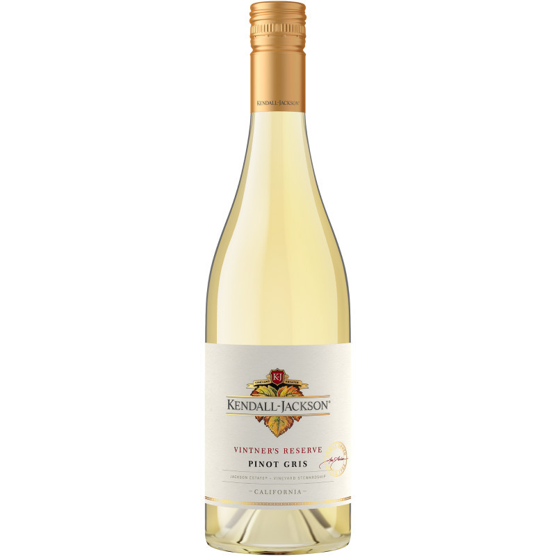 One of our flagship white wines, Vintner’s Reserve Pinot Gris highlights the vivid fruit flavors from the cool coast. Crafted boutique-winery style in small individual lots throughout the winemaking process for flavor distinction. We are committed to producing only the finest quality wines from Pinot Gris grapes grown in California.

This white wine is 100% stainless steel fermented and exhibits ripe citrus flavors with rich aromas of tropical fruit. It's bright flavors and acidity add to the wine's layered texture and versatility.

This White Wine has a Screw Cap closure.

Alcohol Content: 13.5%

Pair with fried calamari, salads, sushi and fish tacos.

Kendall-Jackson Vintner's Reserve Pinot Gris white wine is stainless steel fermented which retains the grape’s vivid fruit qualities and bright, juicy texture. The wide range of fruit flavors and naturally bright acidity that takes center stage is anchored by Pinot Gris grapes from cool, coastal windswept vineyards. The wine is blended with a touch of the Rhône varietals such as Roussanne, Marsanne, Viognier, along with a kiss of other floral varieties, which contribute layers of richness.