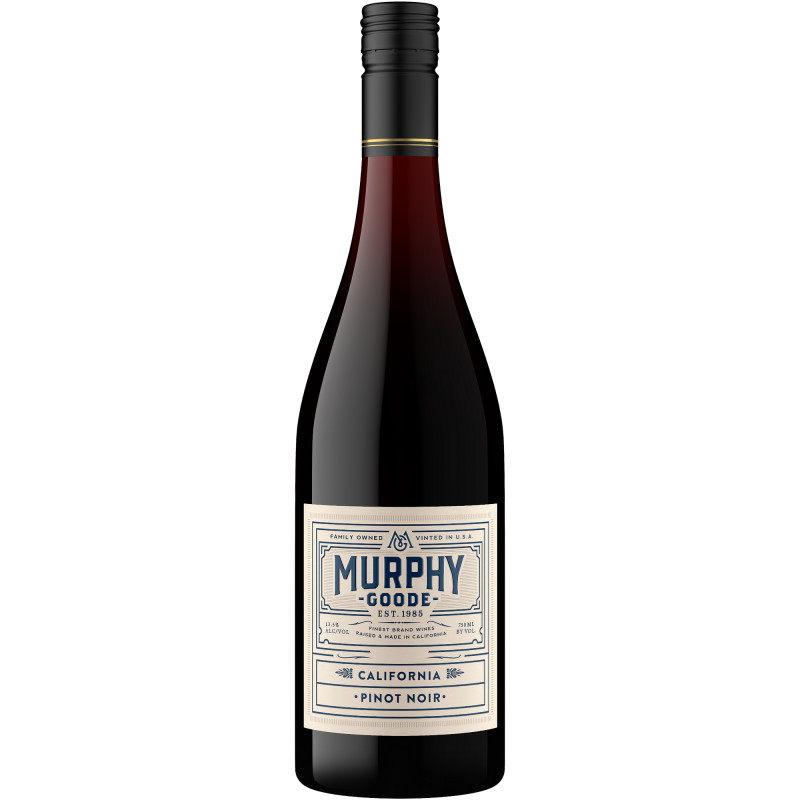 The Murphy-Goode California Pinot Noir is a fresh and bright red wine with juicy red fruit character and soft tannins on the finish. Aged in a mix of French and American oak barrels, this medium-bodied red wine offers notes of vanilla, concentrated flavors, and subtle complexity. Sourced from select California vineyards, Murphy-Goode California Pinot Noir is an exceptional varietal expression that holds its own when compared to higher priced Pinot Noirs.

This red wine has notes of vanilla from oak aging that adds complexity to the intense black cherry aromas and flavors of vibrant dark fruit. Together this leads to a perfect balance and bright acidity.

This Red Wine has a Screw Cap closure.

Alcohol Content: 13.5%

Pair with grilled cedar plank salmon or a pulled pork sandwich with beans.

Established in 1985 by three close friends, Murphy-Goode’s goal has always been to create serious wines for lighthearted occasions – to put something on the table that leads to great conversations and unfiltered joy – no additional thought required. Murphy-Goode has got you covered with a range of full-flavored wines that pair well with good times. Murphy-Goode Pinot Noir comes from vineyards up and down the California coast, where cool climate conditions produce the perfect balance between vibrant fruit character and bright acidity. Winemaker Dave Ready Jr. recommends pairing the Murphy-Goode California Pinot Noir with a wide variety of foods - especially your favorite pizza.