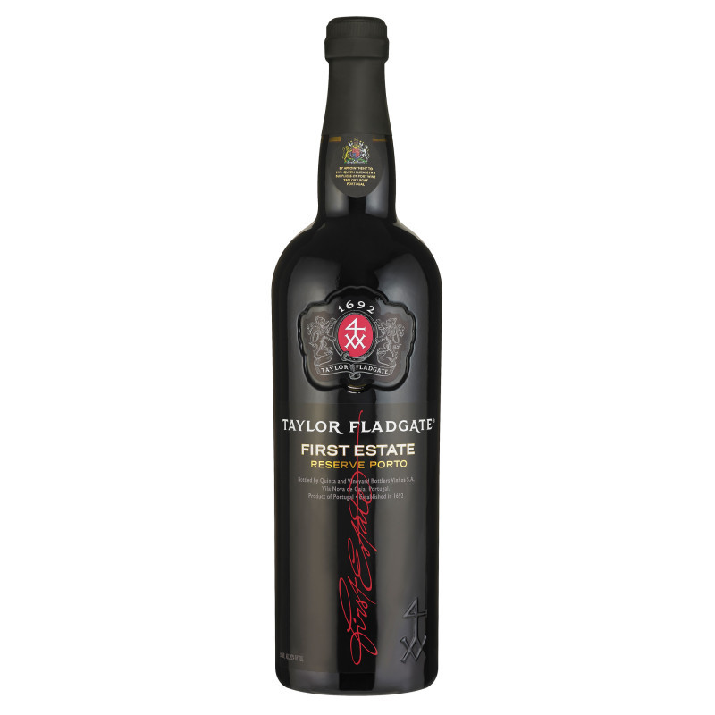This Reserve Porto is made from selected grapes from the best vineyards of the Cima Corgo and Douro Superior. Taylor Fladgate is an area leader in winemaking technology, as one of only three Porto producers to pioneer the development of piston fermenter techniques, called Port Toes, that extract significantly greater flavor and aroma than conventional pump-over fermentation. Fermentation is halted by the addition of grape spirits before all the residual sugar has been fermented, creating a sweet, fortified wine. A vintage character ruby Porto blended from reserve wines selected for their intense depth of color and fruit, First Estate Reserve Porto is aged for four years in neutral wood vats before bottling.
