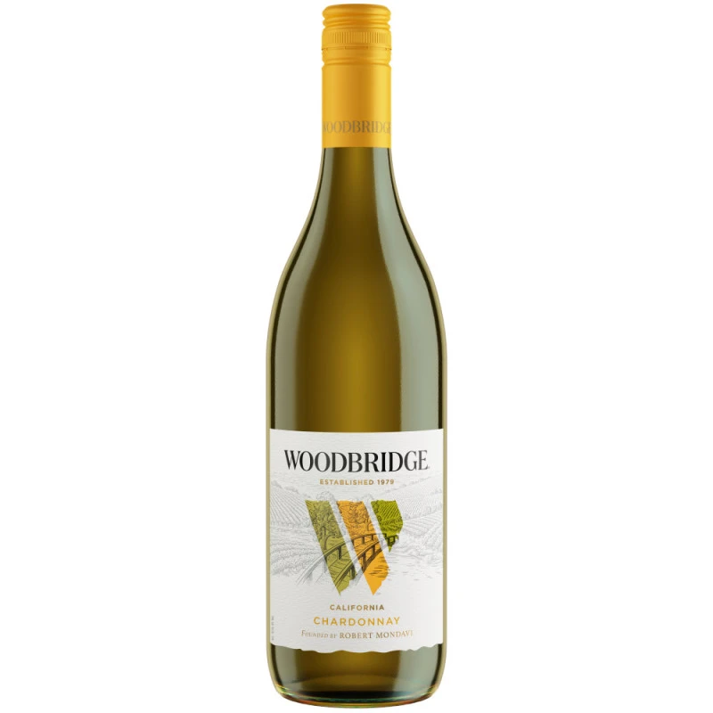 Woodbridge Chardonnay White Wine unveils aromas of pear complemented by subtle oak and cinnamon. This California chardonnay wine's light to medium body and vibrant acidity showcase characteristic flavors of peach and apple, leading to a toasty finish with vanilla oak notes. Grapes in this California white wine are sourced from vineyards where warm days and cool breezes permit the grapes to mature fully for nicely balanced, well-rounded flavor. Oak aging on the lees further enriches the texture and complexity of this Woodbridge Wine by Robert Mondavi. Pair this fresh yet silky chardonnay wine with light appetizers, as well as hearty dishes like roast chicken with white truffle risotto, or take time to indulge, enjoying a glass of wine on its own. For best flavor, chill this 750 mL bottle of wine for two to two and a half hours before serving at approximately 50 degrees. Winner of multiple Wine Enthusiast BEST BUY awards since 2011, Woodbridge is Wine Your Way. Please enjoy our wines responsibly.  2025 Woodbridge Winery, Acampo, CA