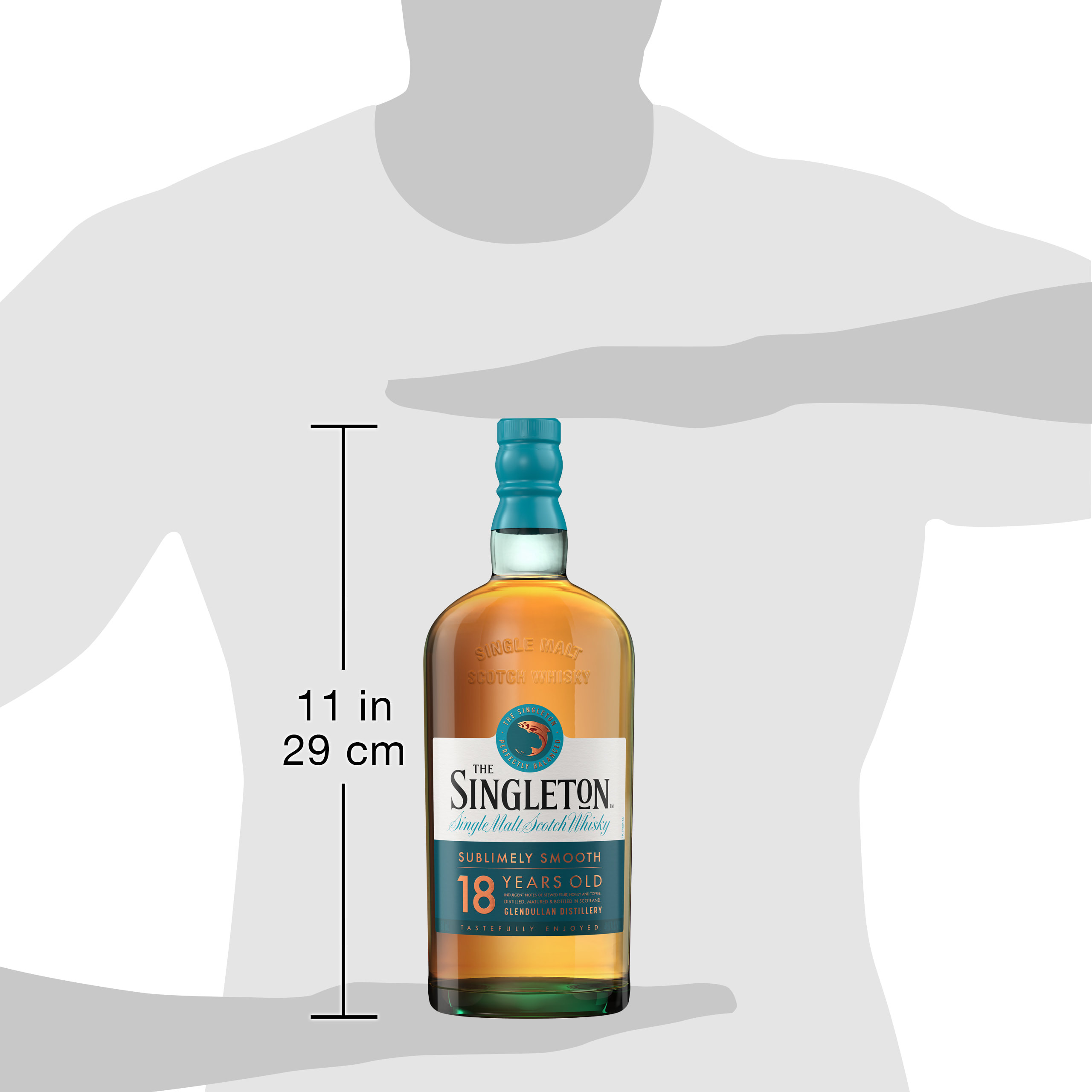 The driest and most mature malt in the Singleton of Glendullan stable, The Singleton 18 Year Old Single Malt Scotch Whisky, has a clear structure yet still retains its central core of sweet fruit. Very soft with a smooth texture, our aged single malt boasts a fresh acidity that deepens into a rich spicy note of herbs. Adding a splash of water allows a pleasant nutty spiciness to come through, enhancing this Speysideâ€™s clean and elegant nature. American Oak brings subtle, honeyed hints to The Singleton of Glendullan range, with a touch of European Oak offering a balancing dryness. Delicious however you choose to drink it, our award-winning 80 proof whisky is best enjoyed in the company of friends and in mixed drinks. Simply serve in a rocks glass, neat or with a drop water. The Singleton of Glendullan 18 Year Old Single Malt Scotch Whisky was awarded a Double Gold medal two years in a row in 2021 and 2020 at the San Francisco World Spirits Competition. Includes one 80 proof 750 mL bottle of 18 Year Old Single Malt Scotch Whisky. Please drink responsibly., One 750 mL bottle of The Singleton of Glendullan 18 Year Old Single Malt Scotch Whisky, Awarded a Double Gold medal two years in a row in 2021 and 2020 at the San Francisco World Spirits Competition, Imported from Scotland, The finish is soft, dry and rounded, Aged at least 18 years in American and European oak casks, Sweet fruit with a fresh acidity that deepens into a rich spicy note of herbs