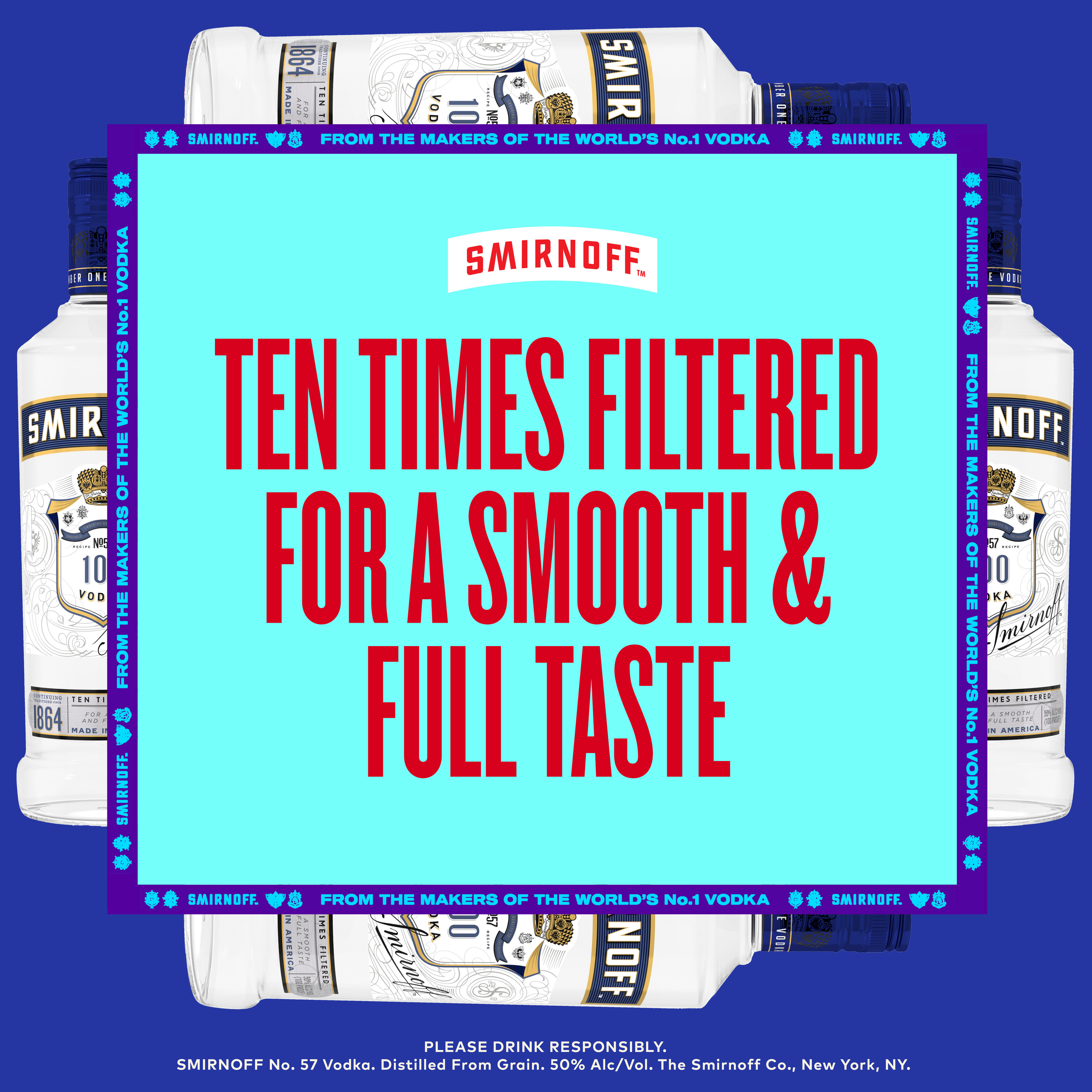 Serve up smooth taste when you pour Smirnoff 100 Proof Vodka at your next cocktail party. Each batch is Kosher Certified and distilled from premium  grain. Triple distilled and 10 times filtered for a uniquely smooth and full-bodied finish, this gluten free vodka is perfect for enjoying on the rocks or mixed into your favorite cocktails. Simply mix this triple distilled vodka with ginger beer and lime juice for a classic Moscow Mule, add it to your go-to martini recipe, or use it to serve up a robust Bloody Mary at your next brunch celebration. Includes one 1.75 L bottle of Smirnoff 100 Proof Vodka. Please enjoy responsibly., One 1.75 L bottle of Smirnoff 100 Proof Vodka, Perfect as a gift or for any celebration, Certified Kosher and gluten free, A uniquely smooth and full-bodied finish