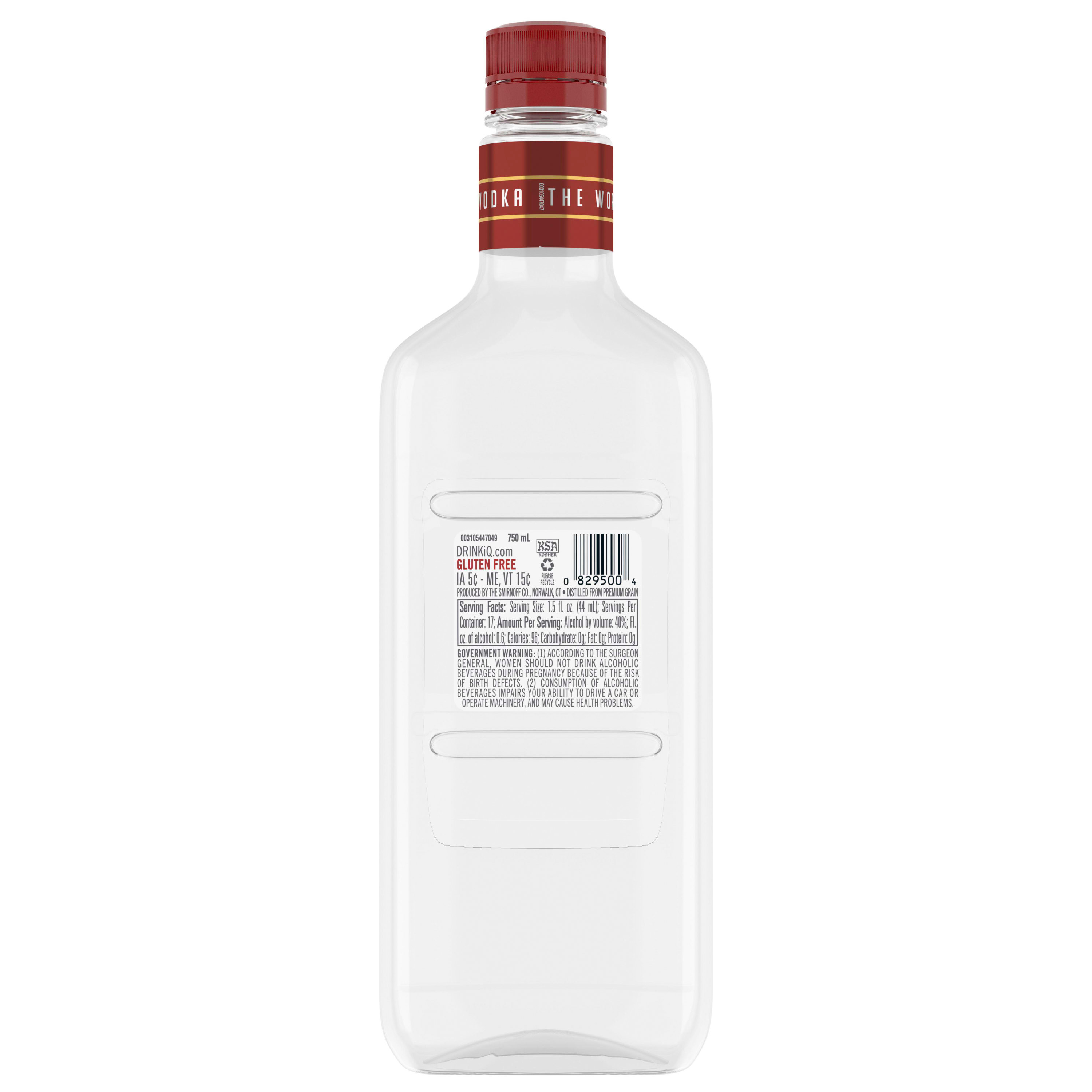 Holding the title of the Worldâ€™s No.1 Vodka, Smirnoff No. 21 offers a distinct dry finish, with unparalleled smoothness and clarity. Each bottle proudly carries Kosher certification, and the liquor is crafted without gluten. Triple distilled and 10 times filtered using Smirnoff's multiple column filtration method, this award-winning vodka stands out for its refined taste. Savor it neat or enjoy it as the backbone to your favorite cocktail. Includes one 750 mL plastic bottle of Smirnoff No. 21 80 Proof Vodka. Please enjoy responsibly., Clean, crisp and timeless. One 750 mL plastic bottle of Smirnoff No. 21 80 Proof Vodka, Gold Award Winner at the 2024 San Francisco World Spirits Competition, 80-proof â€” providing remarkable smoothness and clarity, Versatile and timeless. Perfect for all occasions and everyday celebrations, Inclusive for all thanks to Kosher certification and gluten-free properties, Enjoy with your favorite mixers, in your favorite martini or on the rocks, A clean and crisp profile that is accentuated with a smooth finish