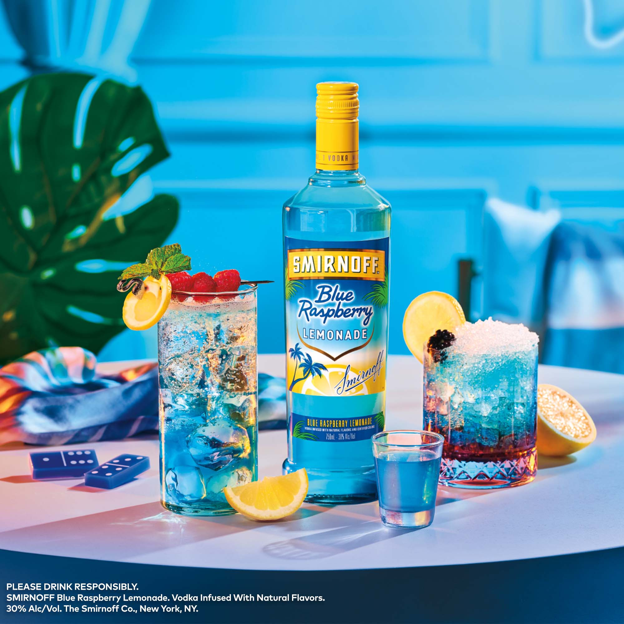 Indulge in nostalgia with Smirnoff Blue Raspberry Lemonade. It offers a bright blue raspberry aroma mixed with nostalgic cotton candy and zesty lemonade. The flavors of sweet blue raspberry are balanced by a slightly tart, zesty lemonade with a lingering blue raspberry finish. Best enjoyed with club soda and ice or as a shot to celebrate a hot summer night. Includes one 60 proof 1.75 L bottle of Smirnoff Blue Raspberry Lemonade. Please drink responsibly., Includes one 1.75 L bottle of Smirnoff Blue Raspberry Lemonade, 60 Proof, Perfect as a gift or for any celebration, From the Makers of the World's No. 1 Vodka, A smooth, light lingering blue berry sweet finish