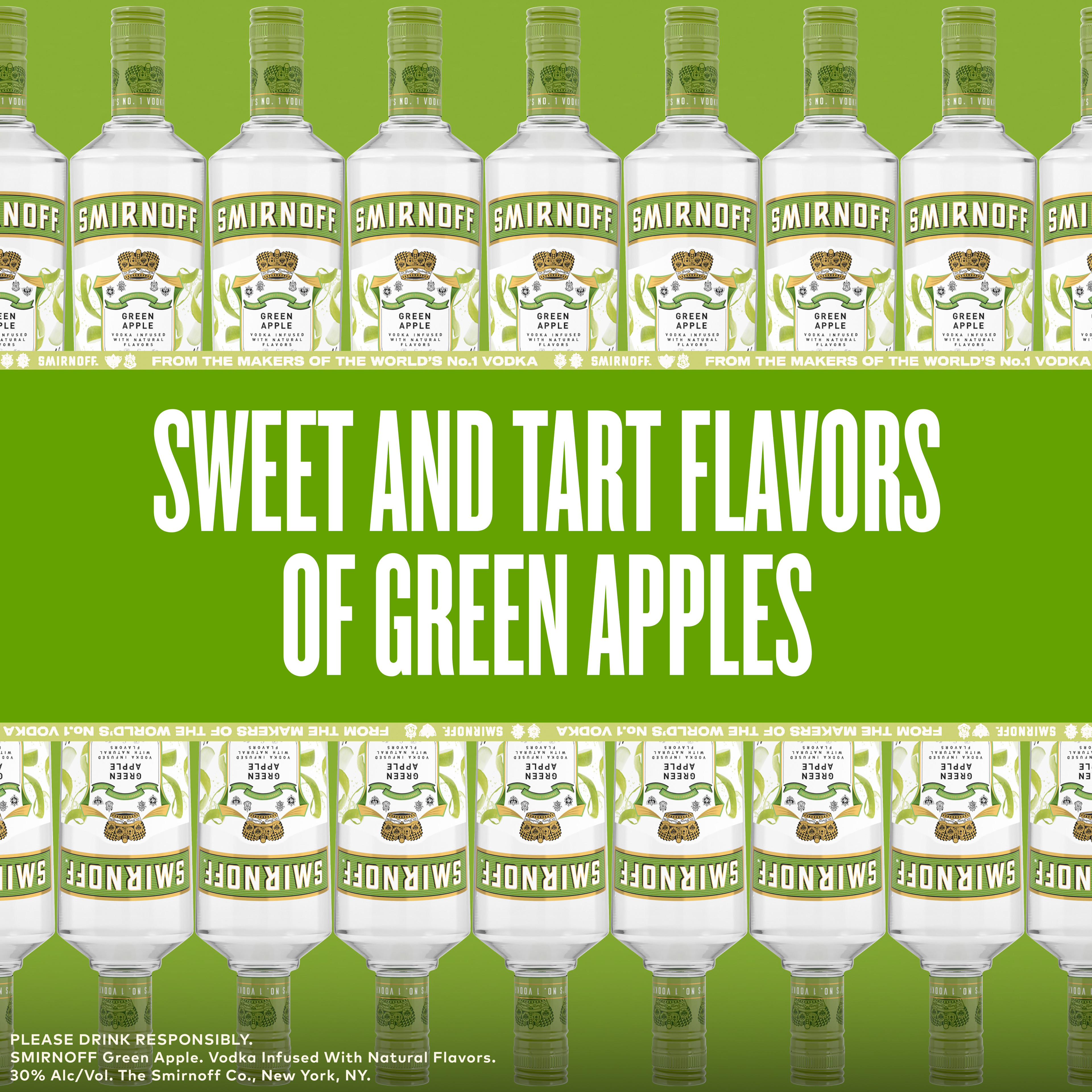 Infused with the tart but sweet flavor of green apples, Smirnoff Green Apple is perfect for your next cocktail party. This 70 proof spirit is smooth enough to drink on the rocks or in a round of shots. Simply mix with lemon juice, simple syrup, and a muddled basil sprig, and top with soda for a tangy Basil Apple cocktail. Smirnoff Green Apple also pairs well with soda water, lemonade, or pineapple juice for fruity, delicious mixed drink options. Smirnoff Green Appleâ€™s tasty fruit-infused flavors allow for endless unique drink ideas. Includes one 70 proof 1.75 L bottle of Smirnoff Green Apple. Please enjoy responsibly., One 1.75 L bottle of Smirnoff Green Apple, 70 Proof, Certified Kosher and gluten free, Perfect as a gift or for any celebration, Perfect for drinking on its own or in mixed beverages with a sweet and sour kick, Awarded a double gold medal at the 2019 SIP Awards