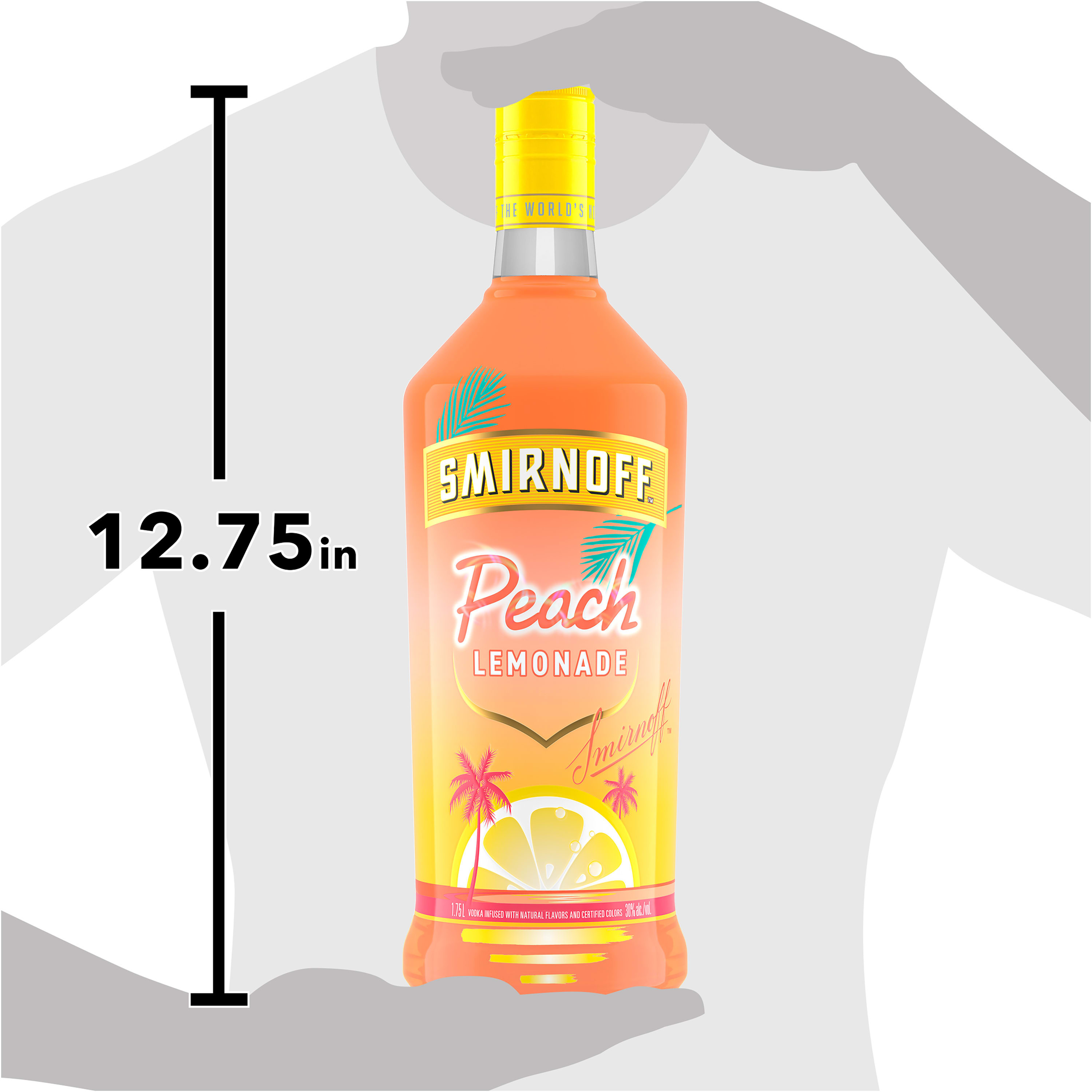Whether youâ€™re enjoying a long day by the pool or a hot summer night, Smirnoff Peach Lemonade is the perfect flavored drink for your next cocktail party. Its bright peach notes over sweet and refreshing lemonade flavor create a taste-bud bursting drink. Smirnoff Peach Lemonade infused with natural fruit flavors is enjoyed best with iced tea, lemonade, or simply as a shot. Smirnoff Peach Lemonade won a Gold medal at the 2022 San Francisco World Spirits Competition. Includes one 30% alc./vol. 1.75 L bottle of Smirnoff Peach Lemonade. Please enjoy responsibly., One 1.75 L bottle of Smirnoff Peach Lemonade, Awarded a Gold medal at the 2022 San Francisco World Spirits Competition, 60 Proof, Ready to drink beverage for any occasion, From the Makers of the World's No. 1 Vodka