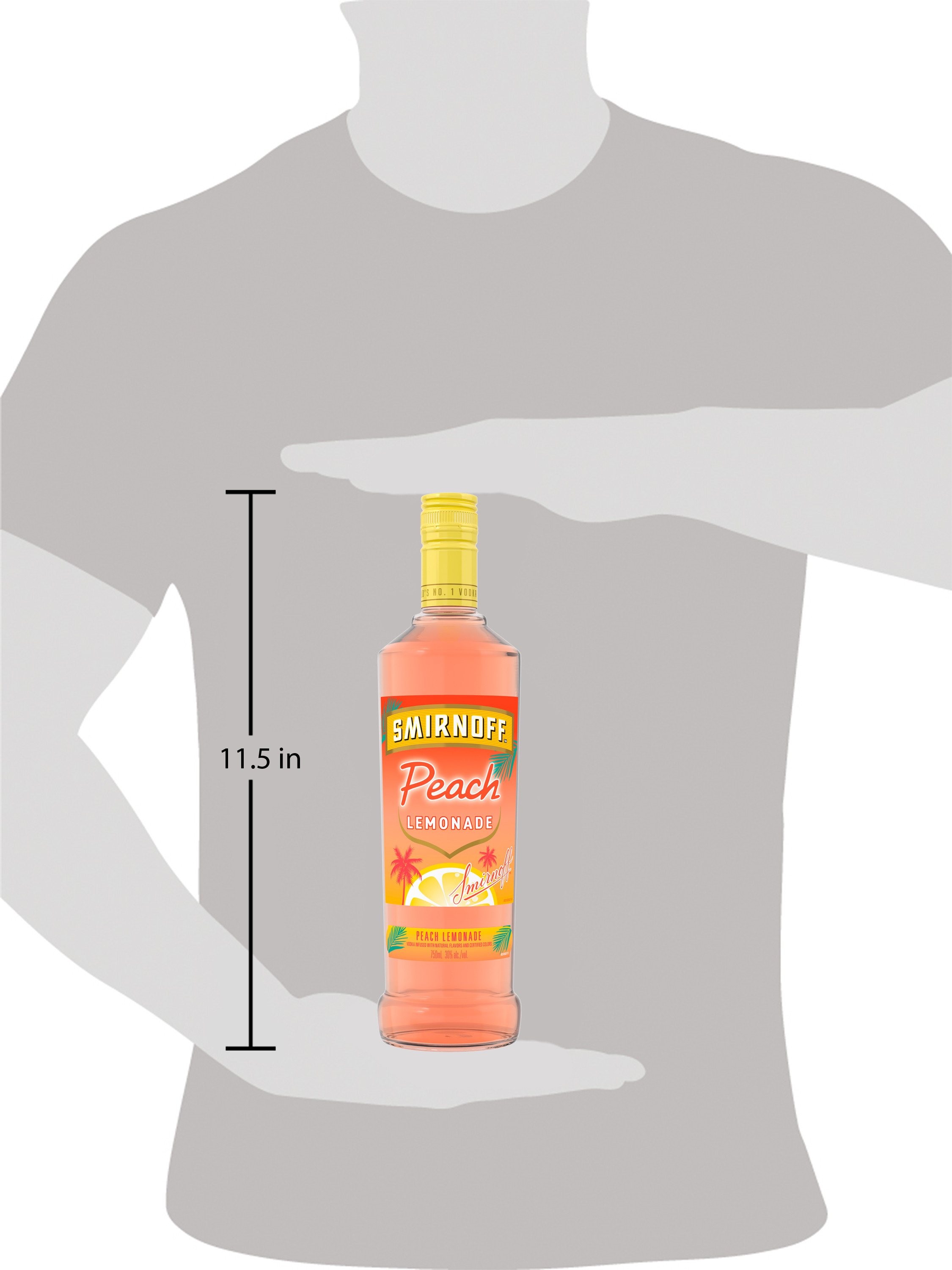 Whether youâ€™re enjoying a long day by the pool or a hot summer night, Smirnoff Peach Lemonade is the perfect flavored drink for your next cocktail party. Its bright peach notes over sweet and refreshing lemonade flavor create a taste-bud bursting drink. Smirnoff Peach Lemonade infused with natural fruit flavors is enjoyed best with iced tea, lemonade, or simply as a shot. Smirnoff Peach Lemonade won a Gold medal at the 2022 San Francisco World Spirits Competition. Includes one 30% alc./vol. 750 mL bottle of Smirnoff Peach Lemonade. Please enjoy responsibly., One 750 mL bottle of Smirnoff Peach Lemonade, Awarded a Gold medal at the 2022 San Francisco World Spirits Competition, 60 Proof, Ready to drink beverage for any occasion, From the Makers of the World's No. 1 Vodka