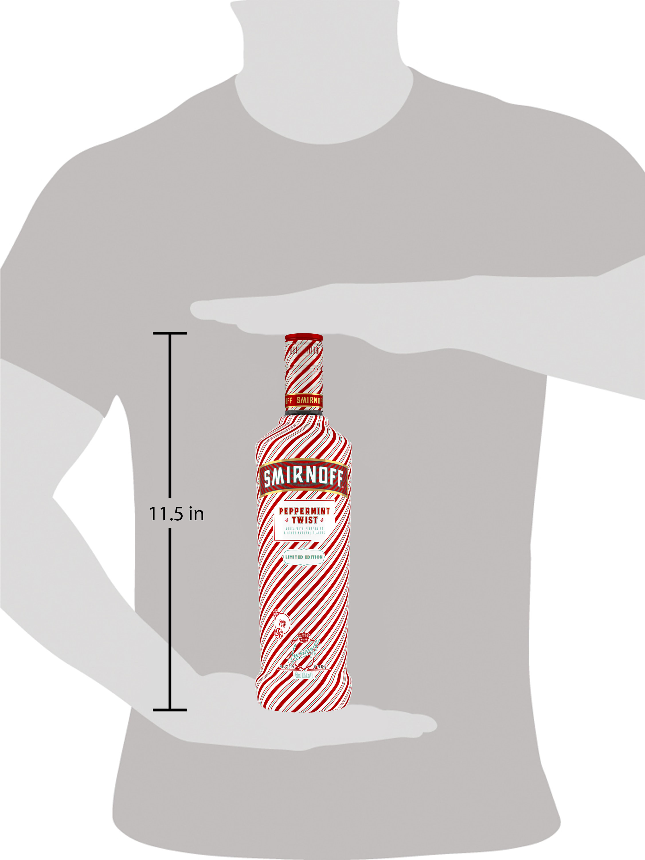 Smirnoff Peppermint Twist is the perfect vodka-based spirit for your holiday festivities, infused with candied peppermint flavor for a cool, minty finish. This seasonal spirit is smooth enough to enjoy on the rocks. For a cozy treat, mix it with hot chocolate and garnish with crushed candy cane for an adult Peppermint Hot Chocolate, or create a delicious Peppermint Martini. Perfect as a gift, this limited-edition spirit enhances any holiday celebration. The rich, infused flavors of Smirnoff Peppermint Twist inspire endless cocktail recipe ideas. Includes one 60 proof 750 mL bottle of Smirnoff Peppermint Twist. Please enjoy responsibly., One 750 mL bottle of Smirnoff Peppermint Twist, San Francisco World Spirits Competition Gold Medal Winner, 60 proof - for a smooth taste in every pour, Smirnoff Peppermint Twist comes wrapped in this season's best stripes, Perfect as a gift or for your holiday celebration with family and friends, Certified Kosher and gluten free, Enjoy on the rocks or as part of your favorite seasonal cocktails, From the Makers of the World's No. 1 Vodka, Candied peppermint flavor for a cool and minty finish