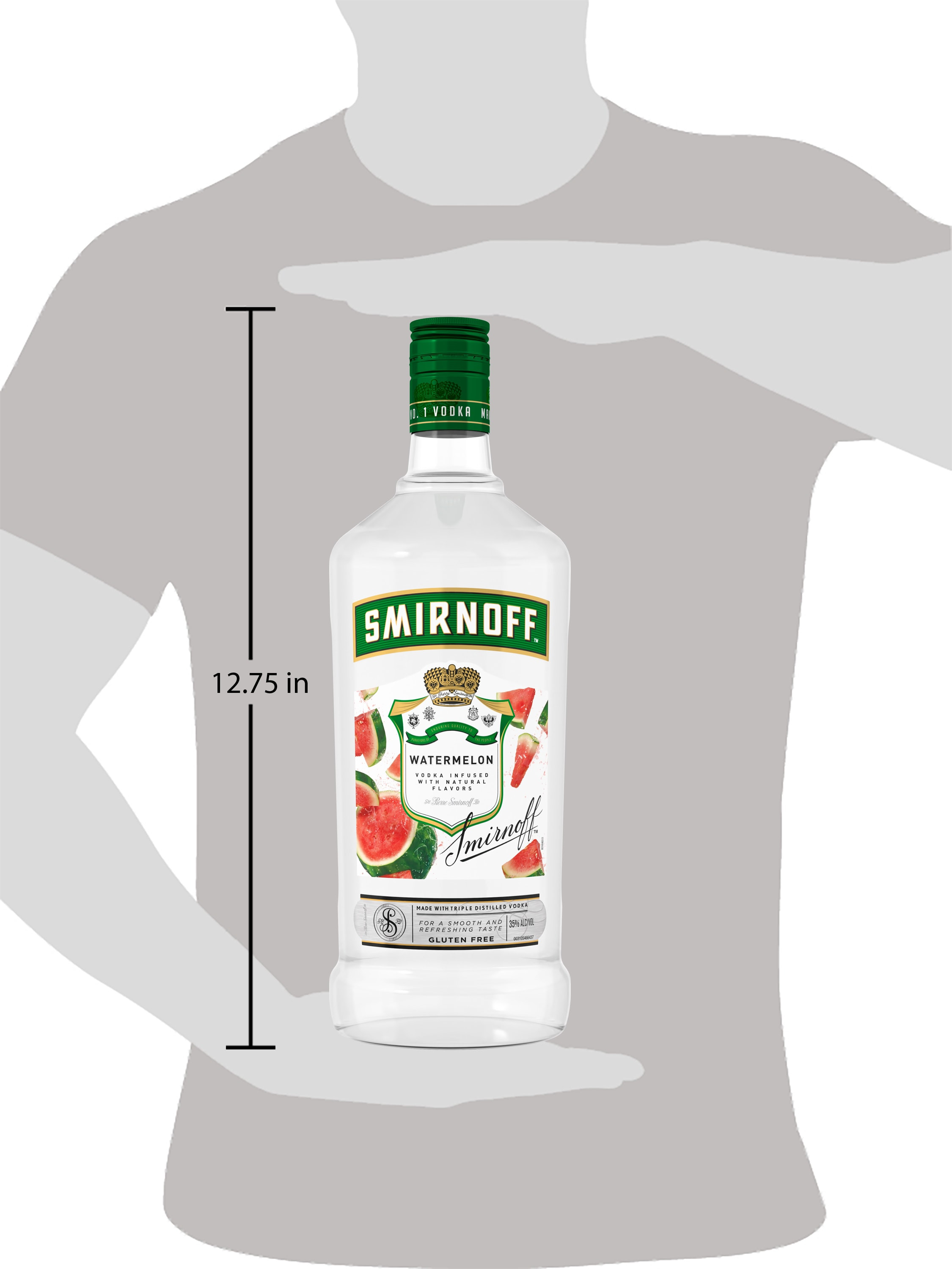Smirnoff Watermelon is infused with a pink watermelon flavor for a sweet and refreshing taste in all of your drinks. This spirit is smooth enough to drink on the rocks or in a round of shots. Simply combine with watermelon cubes, jalapeno slices, lemon juice, and simple syrup for a Spicy Watermelon mixed drink. It also pairs well with soda water, lemonade, or iced tea for a quick, refreshing-tasting cocktail. Smirnoff Watermelonâ€™s tasty fruit-infused flavors allow for endless unique drink ideas. Includes one 70 proof 1.75 L Glass bottle of Smirnoff Watermelon. Please enjoy responsibly., One 1.75 L  glass bottle of Smirnoff Watermelon, Awarded a gold medal at the 2019 SIP Awards, 70 Proof, Certified Kosher and gluten free, Perfect as a gift or for any celebration, Perfect for drinking on its own or with mixed beverages