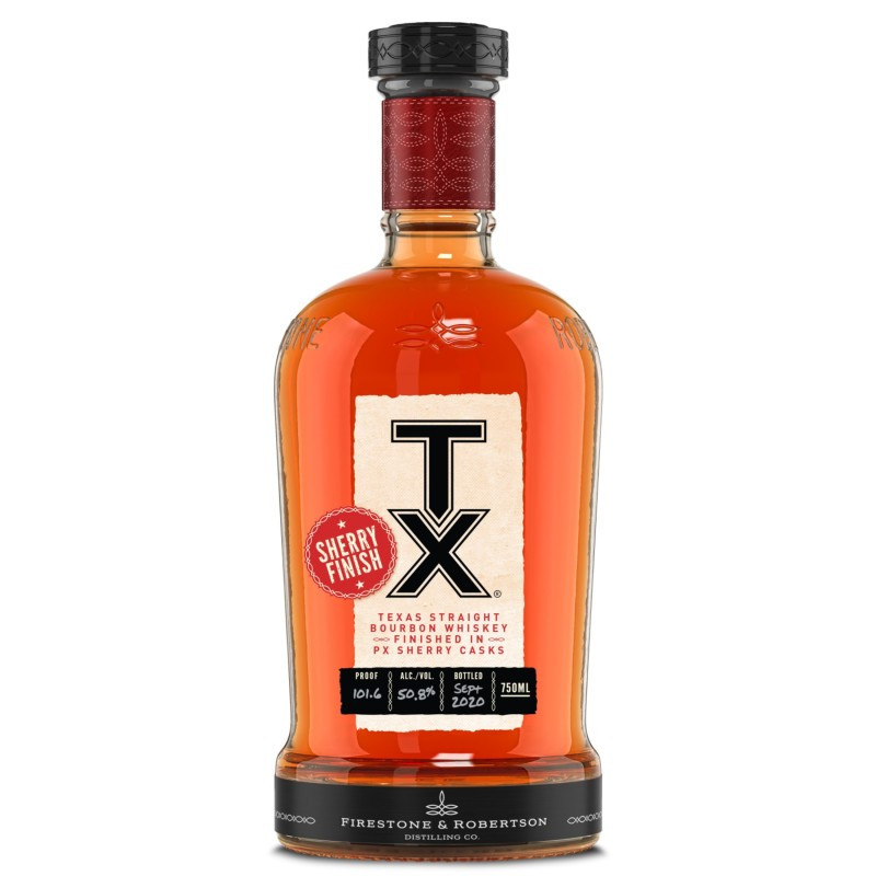 TX Straight Bourbon PX Sherry Finish is created by taking fully matured 4 year old TX Straight Bourbon and finishing it for 8 months in Pedro Ximenez Sherry casks. Pedro Ximenez (PX) is one of the sweetest types of sherry, made from white Pedro Ximenez grapes that are picked very ripe or dried after harvest to concentrate sugars.  These casks came to us from the origins of Sherry wine, specifically from a bodega in the province of Cadiz in Jerez, Spain and were used to age Sherry for over 20 years in the soler system before they were finally emptied and sent to our distillery. As our bourbon rested in these casks for 8 months, it picked up rich flavors of raisin, dates, chocolate, and molasses, ultimately evolving into our beautiful PX Sherry Finish.