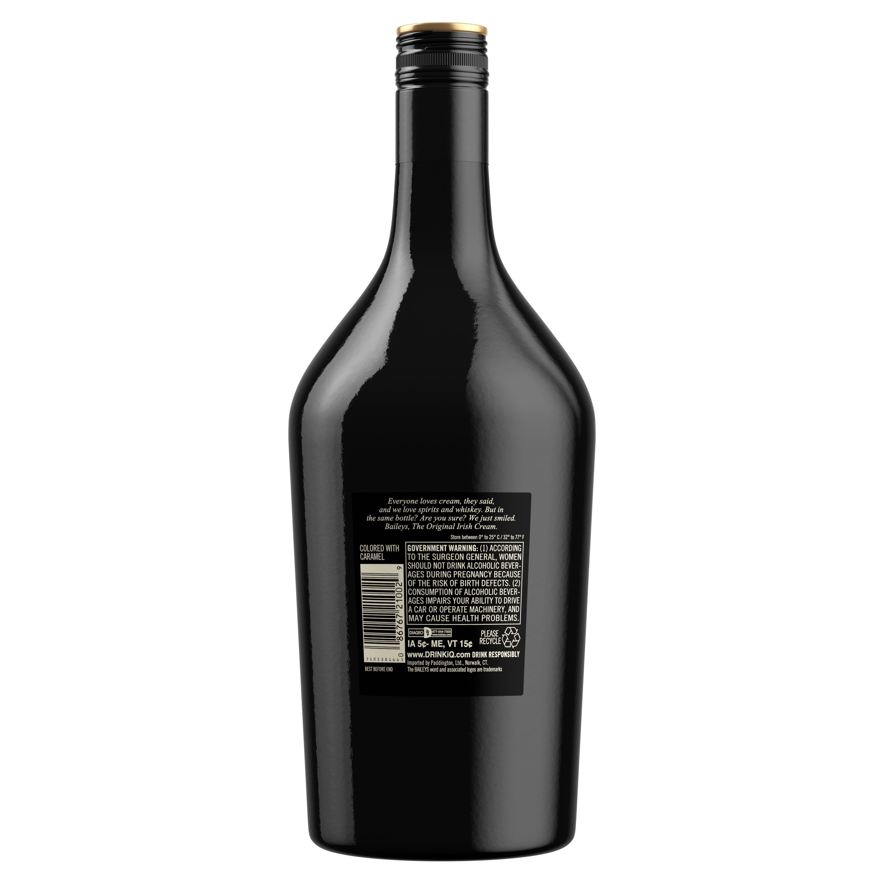 Our 34 proof liqueur is the perfect marriage of premium Irish dairy cream and a unique chocolate and vanilla blend for a decadent taste. The blend of spirits and whiskey uniquely preserves the classic taste of the Irish cream. Best enjoyed in a spiked coffee cocktail. Includes one 34 proof 1.75 L bottle of Original Irish Cream Liqueur. Please drink responsibly., One 1.75 L bottle of Baileys Original Irish Cream Liqueur, 34 proof, Brings the spirit of Ireland to any celebration, A perfect addition to coffee, hot chocolate, or any dessert, Ranked as the worldâ€™s number one selling liqueur and cream liqueur brand, Combines the flavors of vanilla, chocolate and Irish cream to create a decadent taste