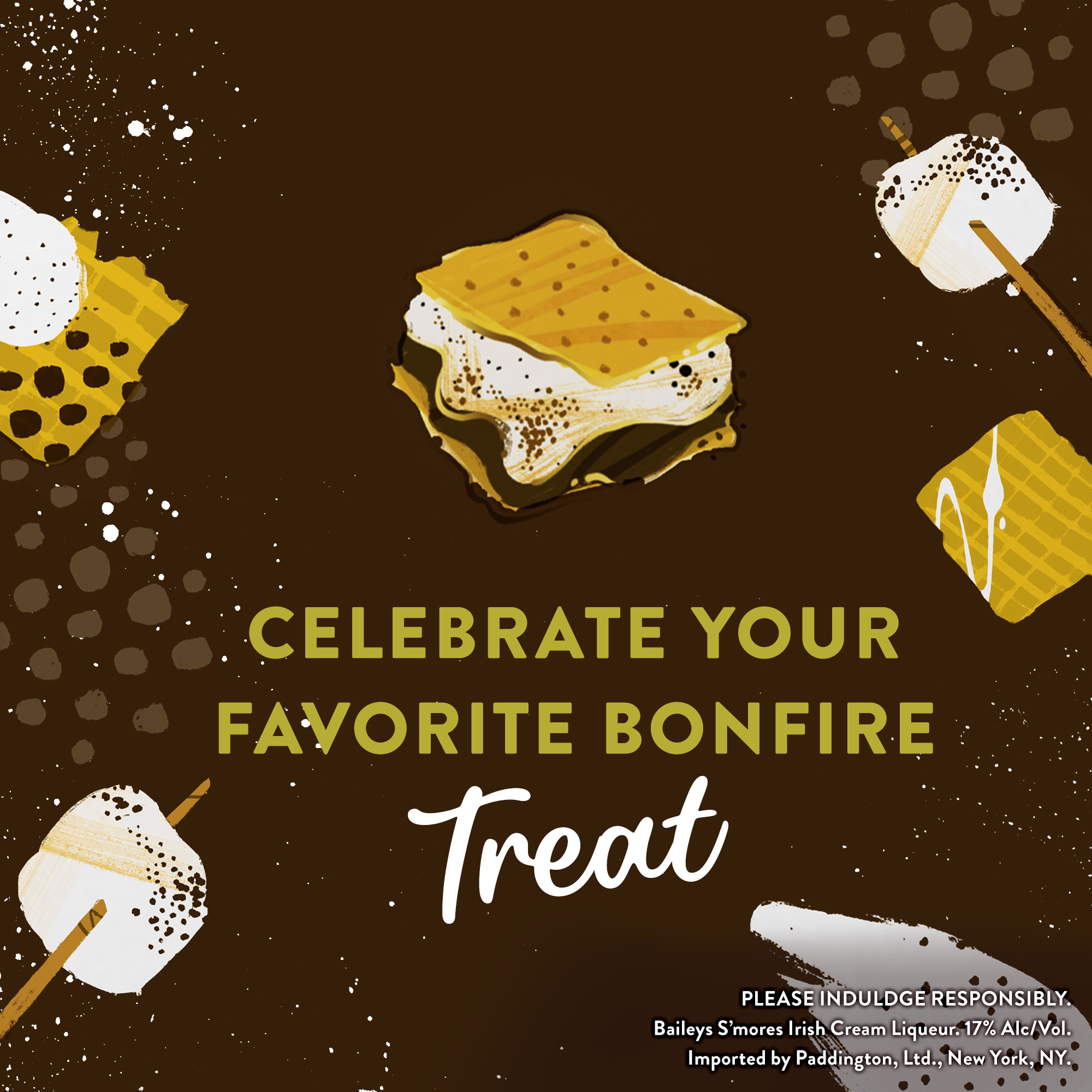Savor the nostalgic flavors of toasted marshmallow, rich chocolate, and graham cracker with Baileys Sâ€™mores Irish Cream Liqueur. Our 34 proof Limited Edition liqueur celebrates your favorite bonfire treat. Baileys Sâ€™mores Liqueur combines the unmistakable taste of our Irish Cream with flavors of toasted marshmallows sandwiched between graham crackers and a melted chocolate finish for a sensational melt-in-your-mouth drink to elevate any occasion. Best enjoyed in a spiked coffee cocktail. Baileys S'mores Irish Cream Liqueur won a Gold medal at the 2022 San Francisco World Spirits Competition. Includes one 34 proof 750 mL bottle of Baileyâ€™s Sâ€™mores Irish Cream Liqueur. Please drink responsibly., One 750 mL bottle of Baileys S'mores Irish Cream Liqueur, 34 proof, Brings the spirit of Ireland to any celebration, A perfect addition to coffee, hot chocolate, or over ice, Limited edition liqueur that perfectly replicates the indulgent taste of s'mores, Combines the rich taste of our Irish Cream Liqueur with the melt-in-your-mouth flavors of toasted marshmallow, chocolate, and graham cracker