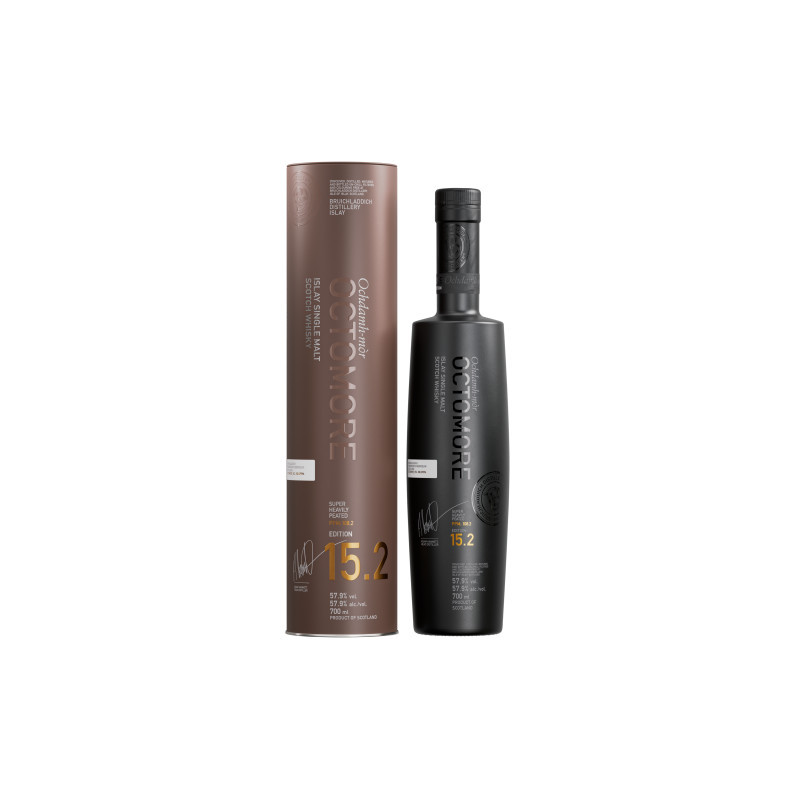 Octomore 12.2 follows in the footsteps of previous Sauternes legends. The now infamous Octomore 4.2 (Comus) became one of the most acclaimed and sought- after whiskies in our distillery’s portfolio, confirming that heavy peat smoke combined with sweet dessert wine of Sauternes is an incredible pairing. This Octomore 12.2 would spend three and a half years in ex-American oak casks, building a solid foundation of fruity and floral spirit in our lochside warehouses before being recasked in to impeccable quality Sauternes casks. The pivotal role of the Sauternes casks would add 18 months of supercharged fruit. Melon, white peach, honeysuckle and coconut add a real twist and sweetness to compliment the peat smoke of this heavily phenolic malt.