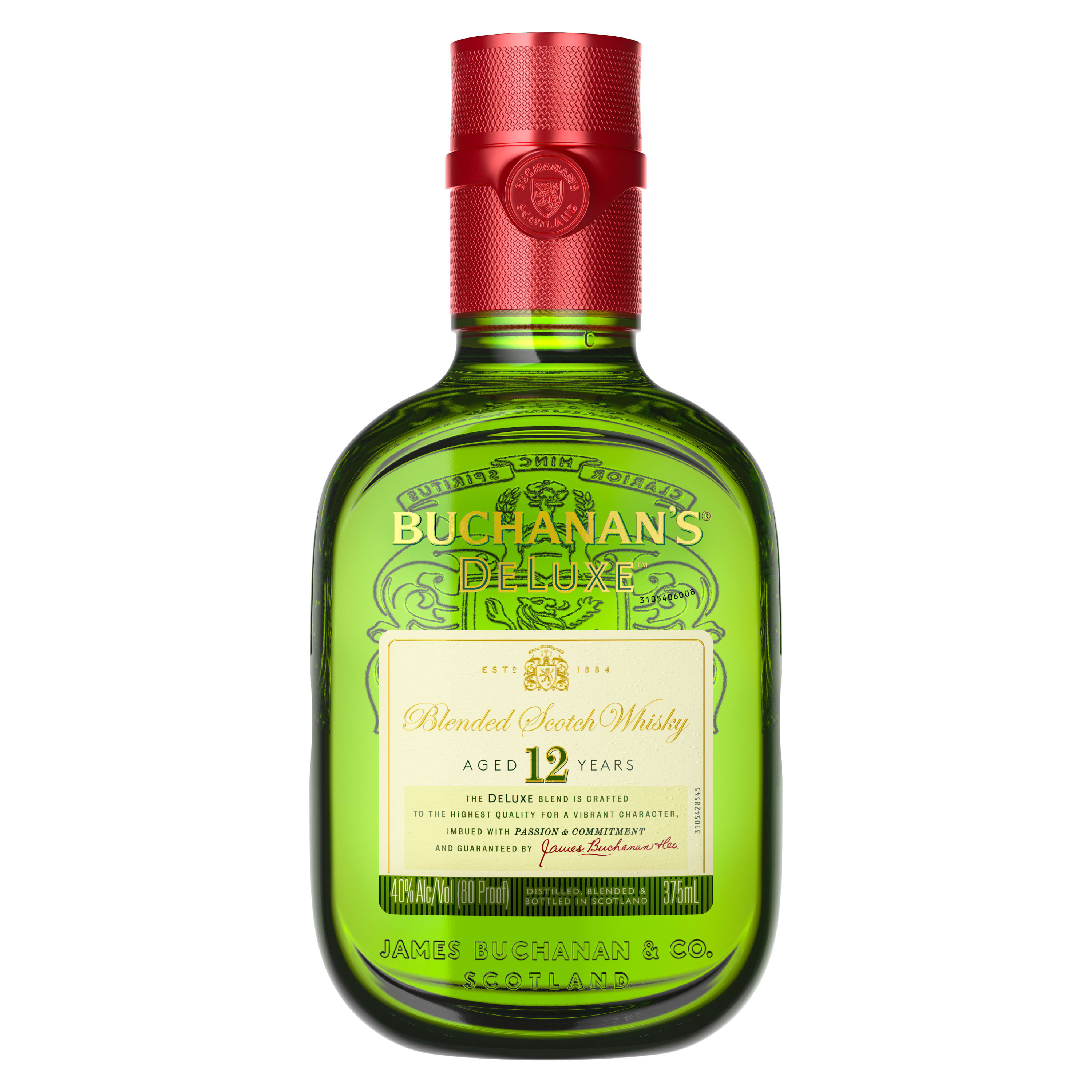 Born from over a century of experience, Buchanan's DeLuxe Aged 12 Years Blended Scotch Whisky is guaranteed to heighten any celebration. With notes of citrus fruits and honey, our 80 proof whisky features a sweet, smooth flavor with orange and chocolate notes. Matured for 12 years, our DeLuxe blend offers a lighter profile compared to denser whiskies. Our luxury whisky is crafted to the highest quality for a vibrant character. Buchanan's is proud to shine a light on the spirit of the 200%: those who proudly embrace both their 100% Hispanic heritage and 100% American culture all at once. Best enjoyed in a buchanita. Includes one 80 proof 375 mL bottle of DeLuxe Aged 12 Years Blended Scotch Whisky. Please drink responsibly., Includes one 375 mL bottle of Buchanan's DeLuxe Aged 12 Years Blended Scotch Whisky, 2020 San Francisco World Spirits Competition Double Gold Medal Winner and awarded Best in Class Blended Scotch up to 15 Years, 80 Proof, Perfect as a gift or for any celebration, Features notes of citrus fruits and honey for a sweet, smooth flavor and a distinct smoky taste, Best enjoyed in a Buchanita, Aged 12 years, Features notes of citrus fruits and honey for a sweet, smooth flavor