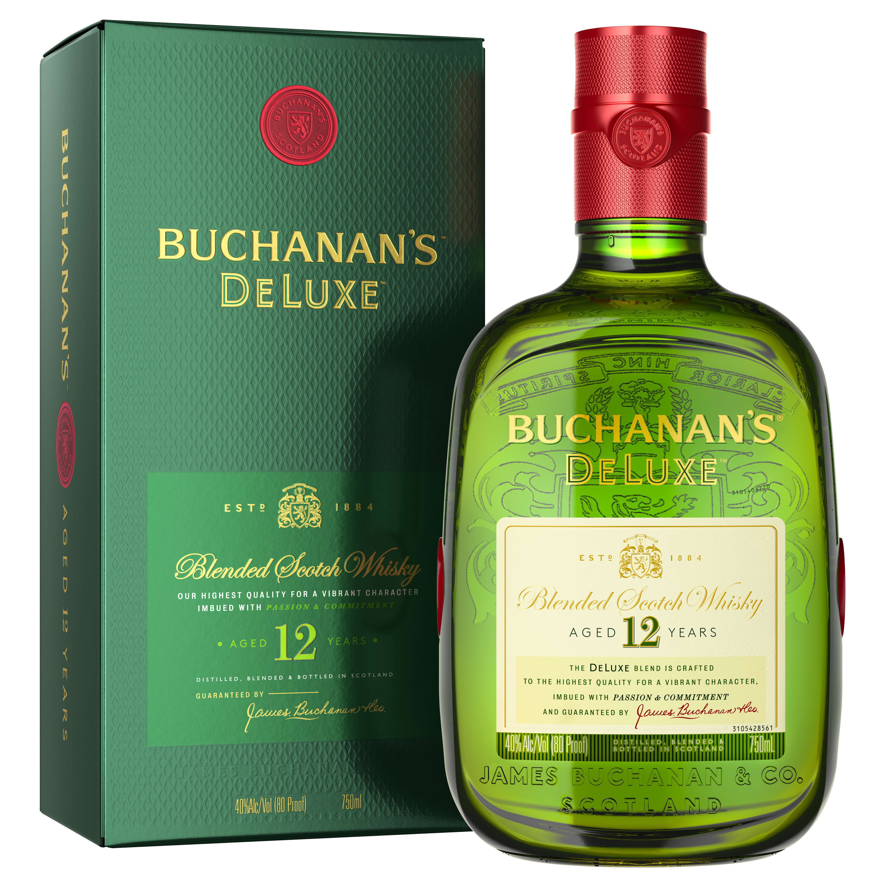 Born from over a century of experience, Buchanan's DeLuxe Aged 12 Years Blended Scotch Whisky is guaranteed to heighten any celebration. With notes of citrus fruits and honey, our 80 proof whisky features a sweet, smooth flavor with orange and chocolate notes. Matured for 12 years, our DeLuxe blend offers a lighter profile compared to denser whiskies. Our luxury whisky is crafted to the highest quality for a vibrant character. Buchanan's is proud to shine a light on the spirit of the 200%: those who proudly embrace both their 100% Hispanic heritage and 100% American culture all at once. Best enjoyed in a buchanita. Includes one 80 proof 750 mL bottle of DeLuxe Aged 12 Years Blended Scotch Whisky. Please drink responsibly., Includes one 750 mL bottle of Buchanan's DeLuxe Aged 12 Years Blended Scotch Whisky, 2020 San Francisco World Spirits Competition Double Gold Medal Winner and awarded Best in Class Blended Scotch up to 15 Years, 80 Proof, Perfect as a gift or for any celebration, Features notes of citrus fruits and honey for a sweet, smooth flavor, Best enjoyed in a Buchanita, Aged 12 years