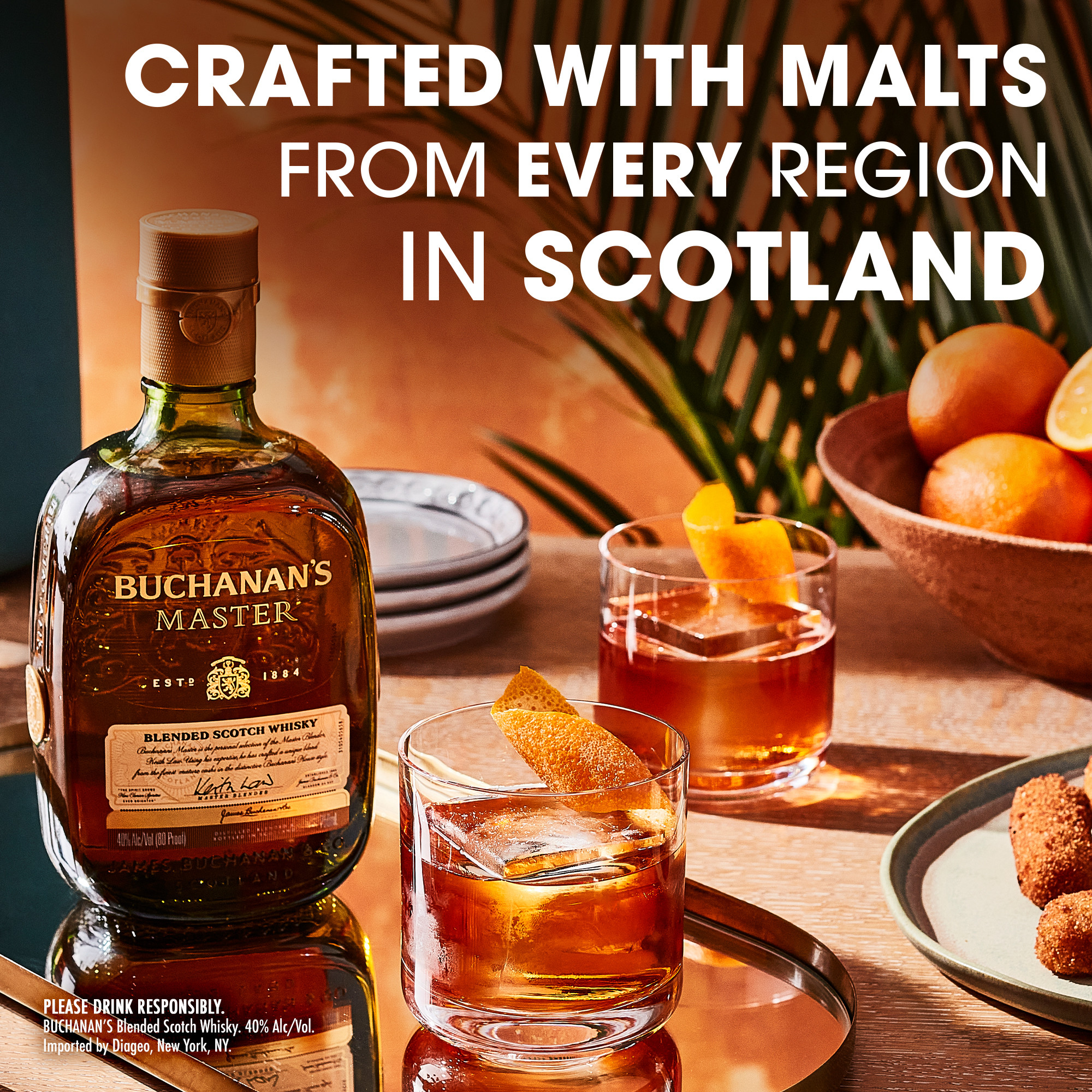 Born from over a century of experience, Buchanan's Master Blended Scotch Whisky features an assortment of imported Scottish malts. Our 80 proof master whisky is guaranteed to heighten any celebration with its rich character, smooth sweetness, and spicy notes, ending with a full-bodied finish. Buchanan's is proud to shine a light on the spirit of the 200%: those who proudly embrace both their 100% Hispanic heritage and 100% American culture all at once. Our master blend is perfect for a classic Master Negroni cocktail. Includes one 80 proof 750 mL bottle of Master Blended Scotch Whisky. Please drink responsibly., Includes one 750 mL bottle of Buchanan's Master Blended Scotch Whisky, Buchanan's Master Blended Scotch Whisky was awarded a Double Gold Medal in 2021 at the San Francisco World Spirits Competition, 80 Proof, Perfect as a gift or for any celebration, Features one malt from every region of Scotland, Best enjoyed in a Master Negroni, Features notes of citrus fruits and herbs