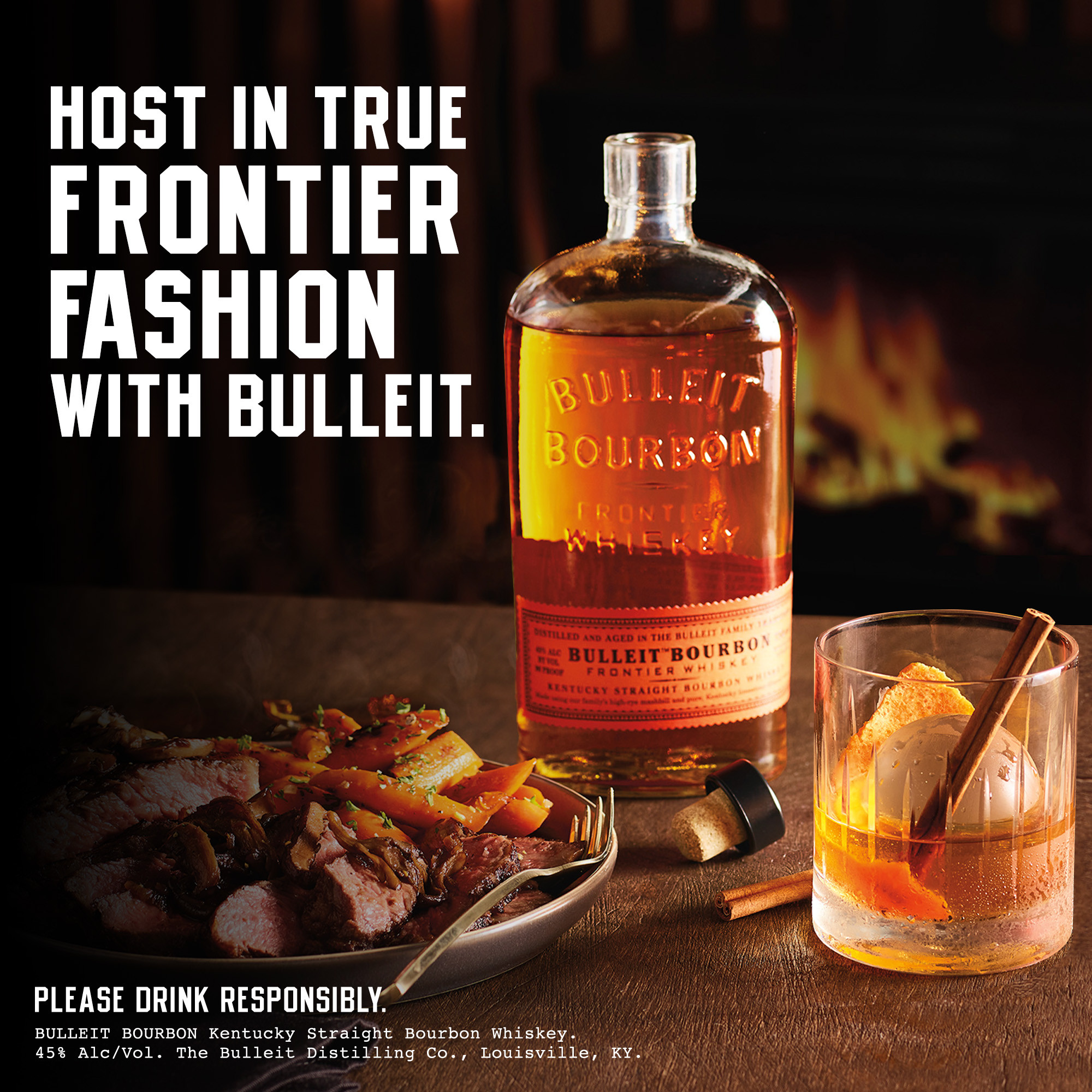 Bulleit Bourbon is inspired by the whiskey that was pioneered over 150 years ago. Only ingredients of the very highest quality are used. The complexity of Bulleit Bourbon comes from its unique blend of rye, corn, and barley malt, along with special strains of yeast and pure Kentucky limestone-filtered water. Due to its especially high rye content, Bulleit Bourbon has a bold, spicy character with a finish that's distinctively clean and smooth. Medium amber in color, with gentle spiciness and sweet oak aromas, the mid-palate is smooth with tones of maple, oak, and nutmeg. The finish is long, dry, and satiny with a light-tasting toffee flavor that lingers long after the final sip. Bulleit Bourbon earned a Gold medal at the 2021 San Francisco World Spirits Competition. Perfect for a classic Manhattan cocktail. Includes one 90 proof 1.75 L bottle of Bourbon Whiskey. Please drink responsibly., Includes one 1.75 L bottle of Bourbon Whiskey, 2021 San Francisco World Spirits Competition Gold Medal Winner, Perfect as a gift or for any celebration, Simply serve neat, on the rocks or add in a cocktail, Hints of maple, oak and nutmeg, Amber color and oaky aroma