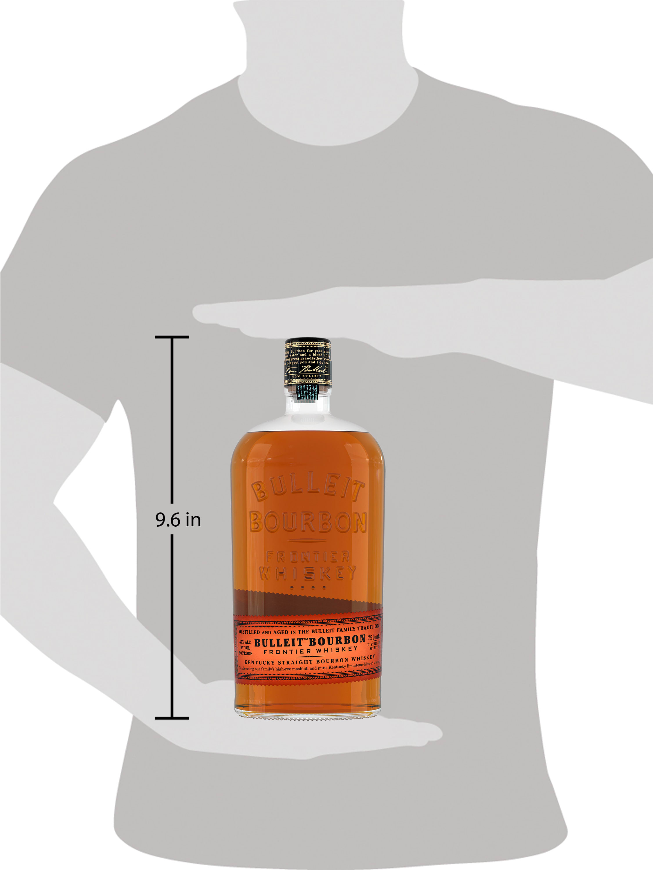 Bulleit Bourbon is inspired by the whiskey that was pioneered over 150 years ago. Only ingredients of the very highest quality are used. The complexity of Bulleit Bourbon comes from its unique blend of rye, corn, and barley malt, along with special strains of yeast and pure Kentucky limestone-filtered water. Due to its especially high rye content, Bulleit Bourbon has a bold, spicy character with a finish that's distinctively clean and smooth. Medium amber in color, with gentle spiciness and sweet oak aromas, the mid-palate is smooth with tones of maple, oak, and nutmeg. The finish is long, dry, and satiny with a light-tasting toffee flavor that lingers long after the final sip. Bulleit Bourbon earned a Gold medal at the 2021 San Francisco World Spirits Competition. Perfect for a classic Manhattan cocktail. Includes one 90 proof 750 mL bottle of Bourbon Whiskey. Please drink responsibly., Includes one 750 mL bottle of Bourbon Whiskey, 2021 San Francisco World Spirits Competition Gold Medal Winner, Perfect as a gift or for any celebration, Simply serve neat, on the rocks or add in a cocktail, Hints of maple, oak and nutmeg, Amber color and oaky aroma