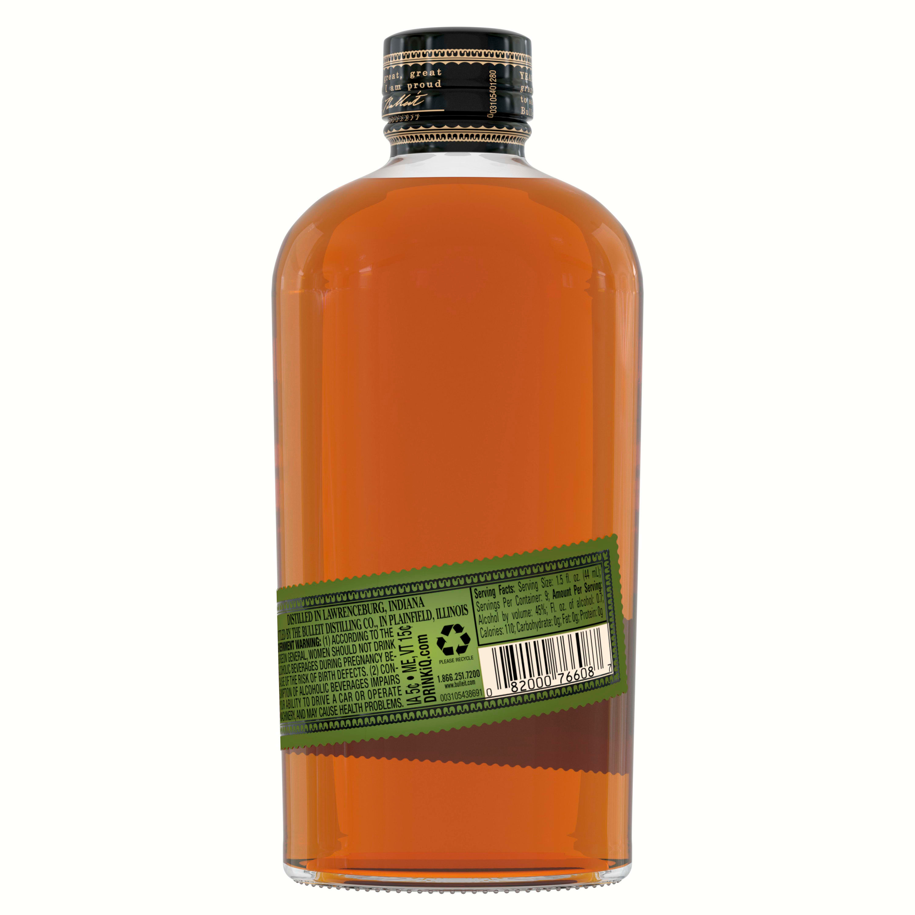 Savor the bold, spicy character of Bulleit 95 Rye Whiskey. With its russet color and aromas of biscuit, spice and dried apricot, our straight rye whiskey makes a good first impression before it's even opened. Its distinctive taste leads into a generous finish that is long, satiny and woody with a hint of light toffee. The flavor profile of our rye whiskey allows you to enjoy its clean finish that lingers long after the final sip. Bulleit 95 Rye Whiskey earned a Gold medal at the 2021 San Francisco World Spirits Competition. Perfect for a classic Manhattan cocktail. Includes one 90 proof 375 mL bottle of 95 Rye Whiskey. Please drink responsibly., Includes one 375 mL bottle of 95 Rye Whiskey, 2021 San Francisco World Spirits Competition Gold Medal Winner, Perfect as a gift or for any celebration, Russet color and aromas of biscuit, spice and dried apricot, Sweet tones of maple and oak, Distilled and aged in the Bulleit family tradition