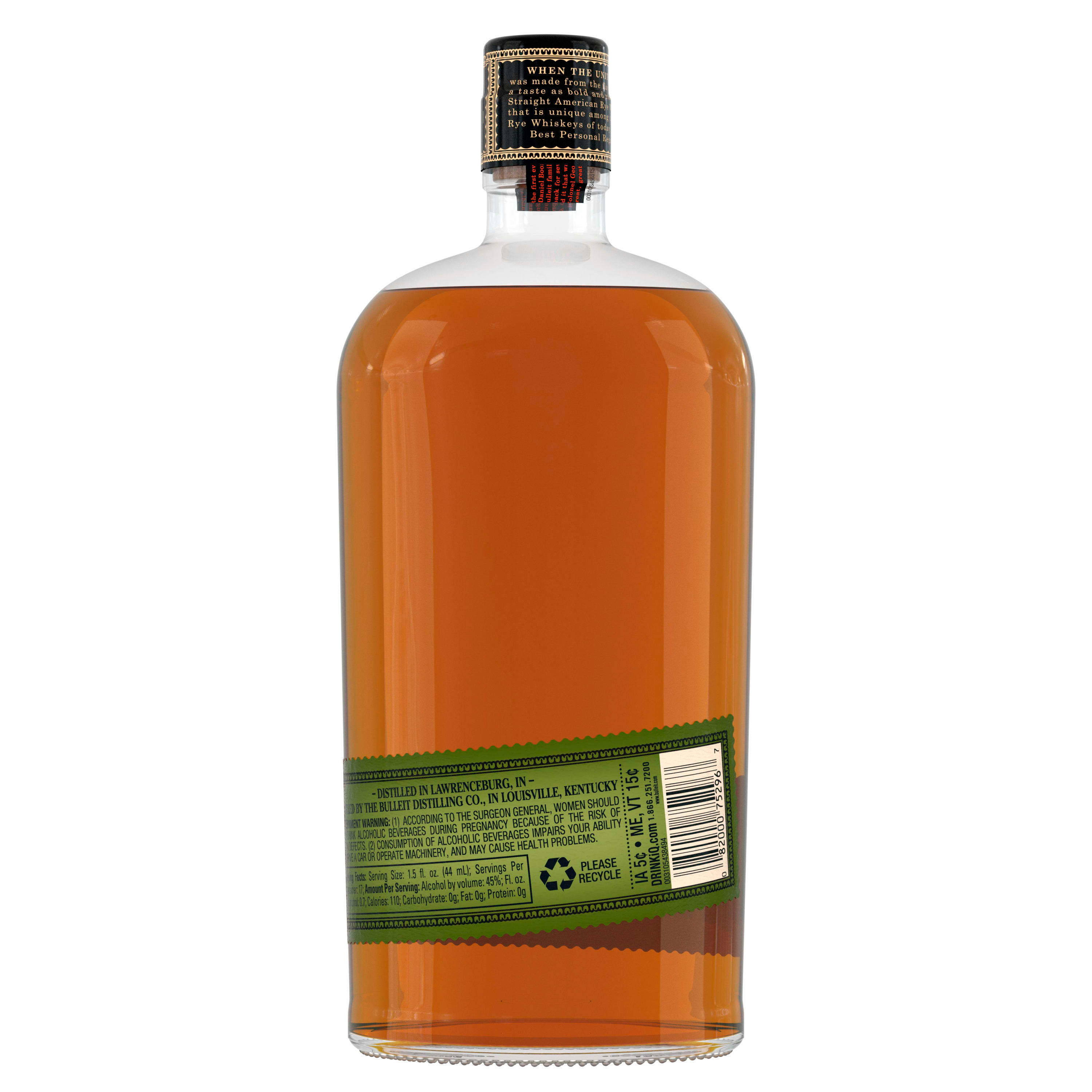 Savor the bold, spicy character of Bulleit 95 Rye Whiskey. With its russet color and aromas of biscuit, spice and dried apricot, our straight rye whiskey makes a good first impression before it's even opened. Its distinctive taste leads into a generous finish that is long, satiny and woody with a hint of light toffee. The flavor profile of our rye whiskey allows you to enjoy its clean finish that lingers long after the final sip. Bulleit 95 Rye Whiskey earned a Gold medal at the 2021 San Francisco World Spirits Competition. Perfect for a classic Manhattan cocktail. Includes one 90 proof 750 mL bottle of 95 Rye Whiskey. Please drink responsibly., Includes one 750 mL glass bottle of 95 Rye Whiskey, 2021 San Francisco World Spirits Competition Gold Medal Winner, Perfect as a gift or for any celebration, Russet color and aromas of biscuit, spice and dried apricot, Sweet tones of maple and oak, Distilled and aged in the Bulleit family tradition