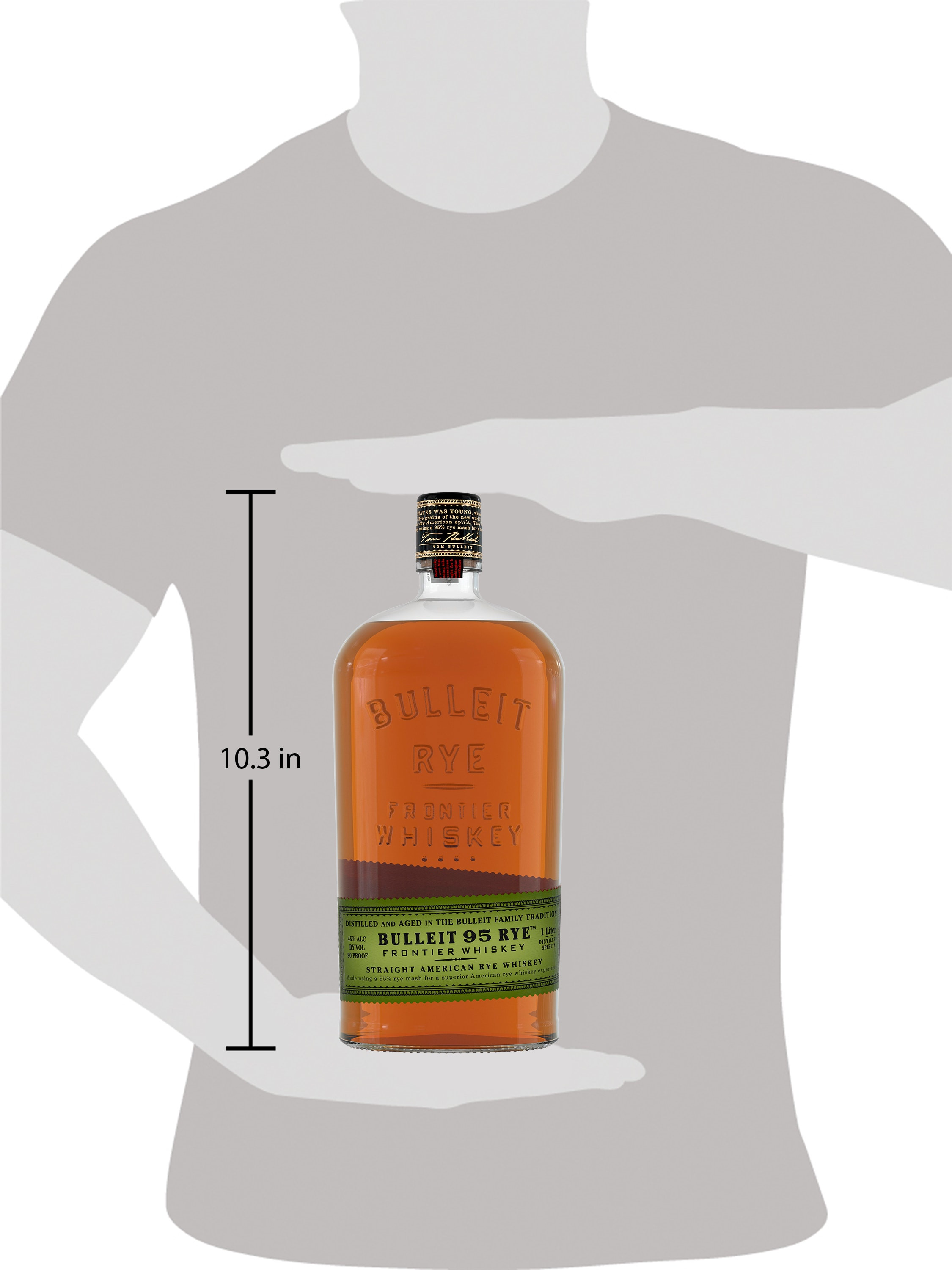 Savor the bold, spicy character of Bulleit 95 Rye Whiskey. With its russet color and aromas of biscuit, spice and dried apricot, our straight rye whiskey makes a good first impression before it's even opened. Its distinctive taste leads into a generous finish that is long, satiny and woody with a hint of light toffee. The flavor profile of our rye whiskey allows you to enjoy its clean finish that lingers long after the final sip. Bulleit 95 Rye Whiskey earned a Gold medal at the 2021 San Francisco World Spirits Competition. Perfect for a classic Manhattan cocktail. Includes one 90 proof 1 L bottle of 95 Rye Whiskey. Please drink responsibly., Includes one 1 L bottle of 95 Rye Whiskey, 2021 San Francisco World Spirits Competition Gold Medal Winner, Perfect as a gift or for any celebration, Russet color and aromas of biscuit, spice and dried apricot, Sweet tones of maple and oak, Distilled and aged in the Bulleit family tradition