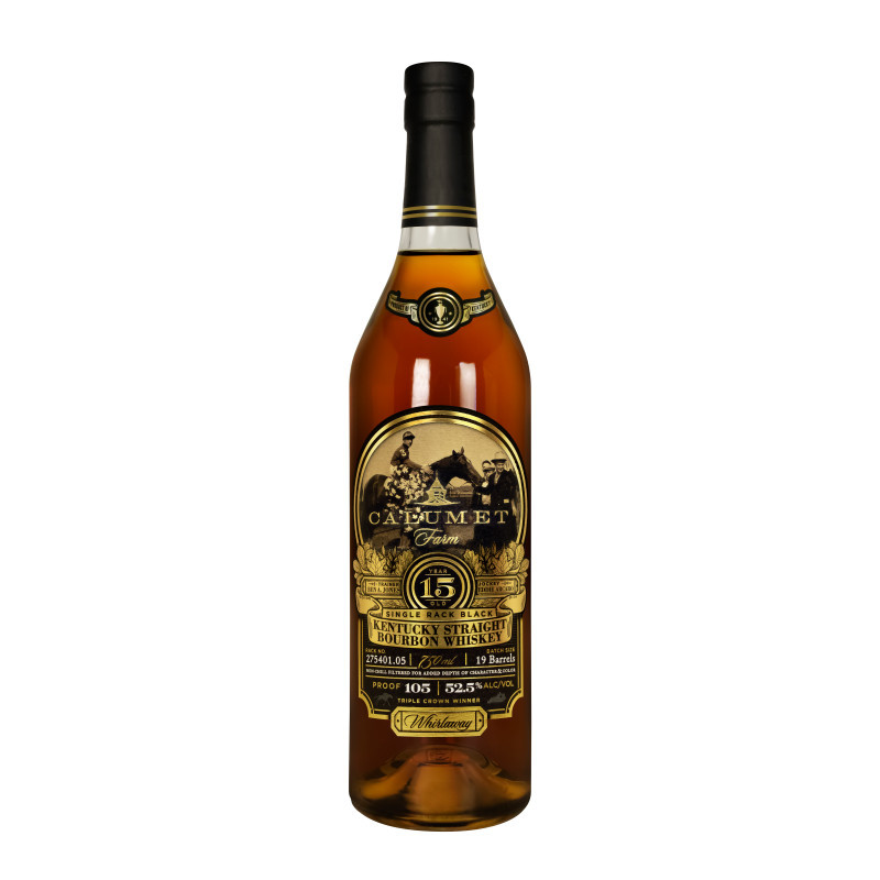 Calumet Farm Single Rack Black 15-Year-Old Bourbon Whiskey is the pinnacle of the Calumet Farm Bourbon family. It represents the premium quality our brand is known for and the hard-earned badge of patience. Allowing our bourbon to age slowly in Kentucky-only rick houses is a testament to doing things correctly - how bourbon should be done. All barrels used to craft these rare batches are aged in a single, center-cut rack. This expression of the Calumet Farm Bourbon family is our most aged and highest proof to date. It is Non-Chill Filtered for added depth of character and color.